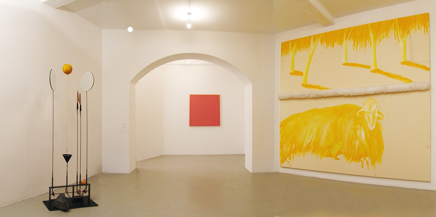 1. Enzo Cucchi - Rebecca Horn - Ettore Spalletti, Giallo Cavallo, 12 November 2004 – 31 January 2005, installation view at Studio Trisorio Rome.jpg