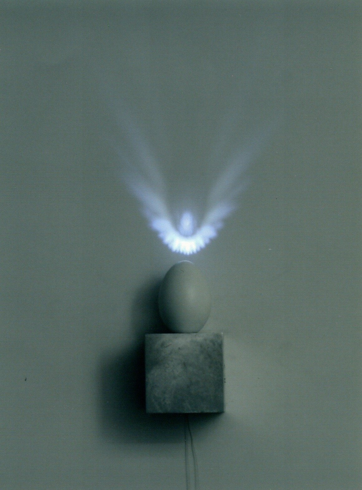 2. Untitled, 2004, goose egg, aluminium, halogen lamp, 25 x 8 x 8 cm.jpg