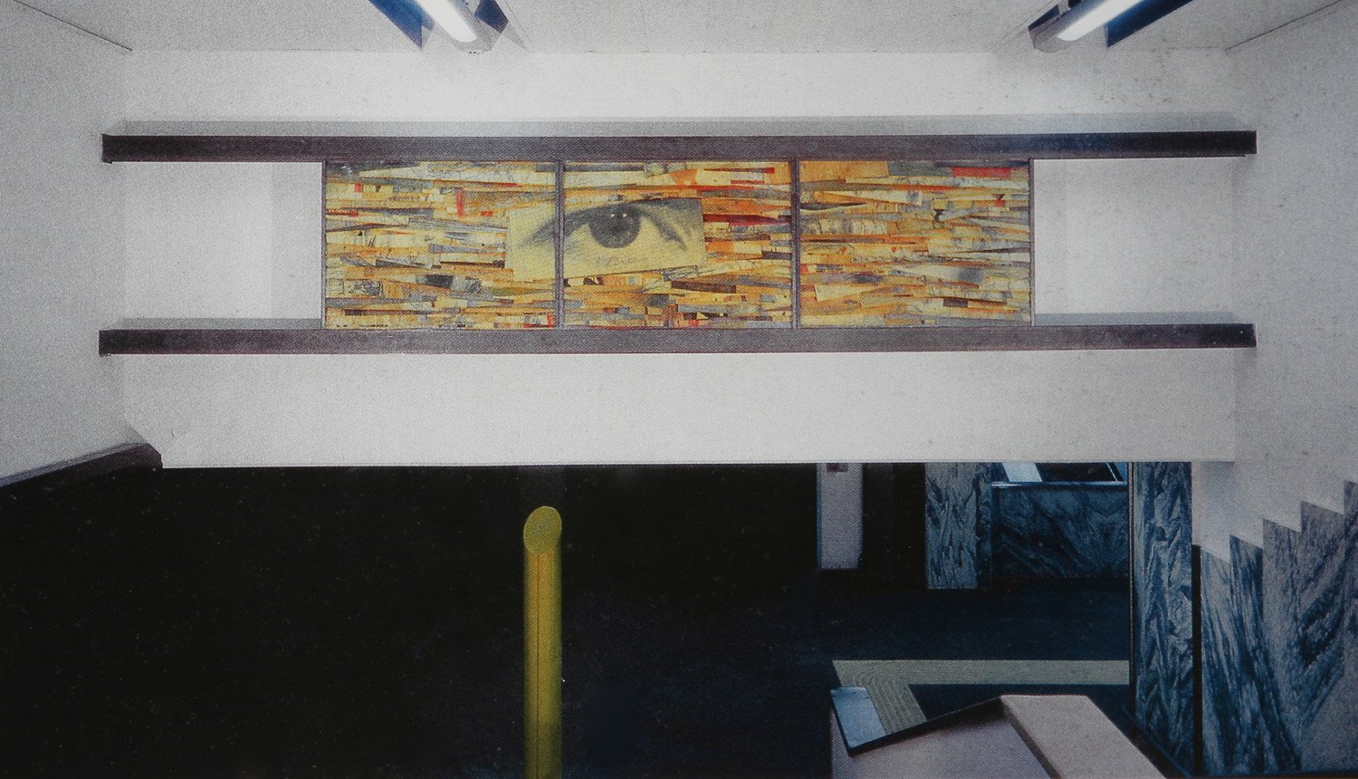 2. Untitled, 2001, photographic emulsion and mixed media on paper, steel and glass, 110 x 580 cm .jpg