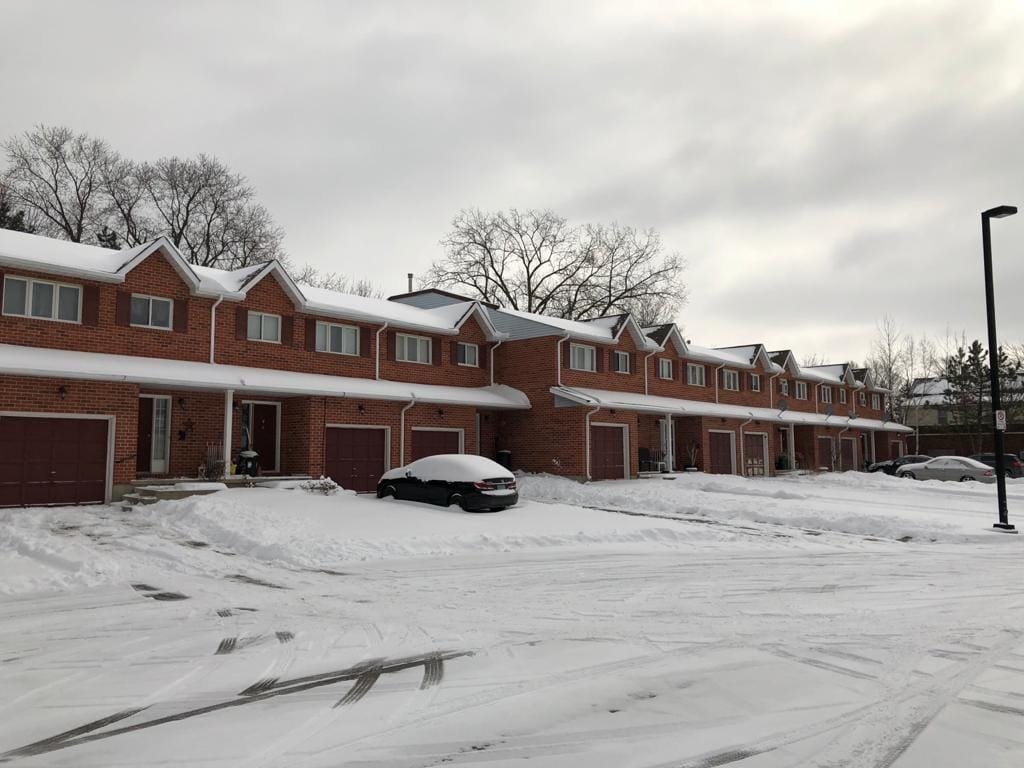 Semi-detached townhome complex in Welland, Ontario.
