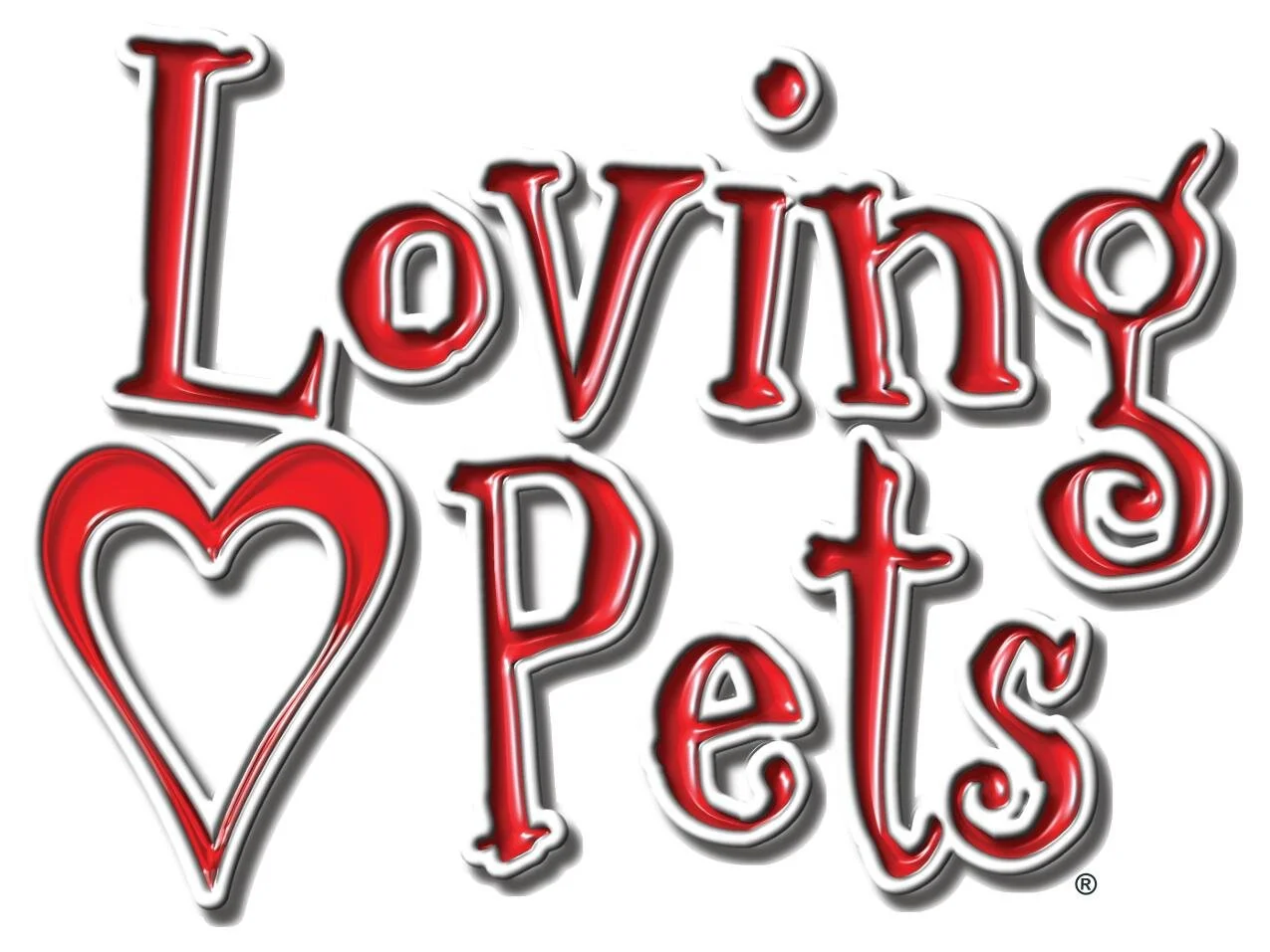 "Loving Pets" logo with heart-shaped design integrated into letters.