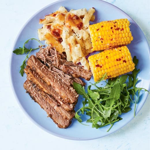 brisket, mac n cheese n corn.jpeg