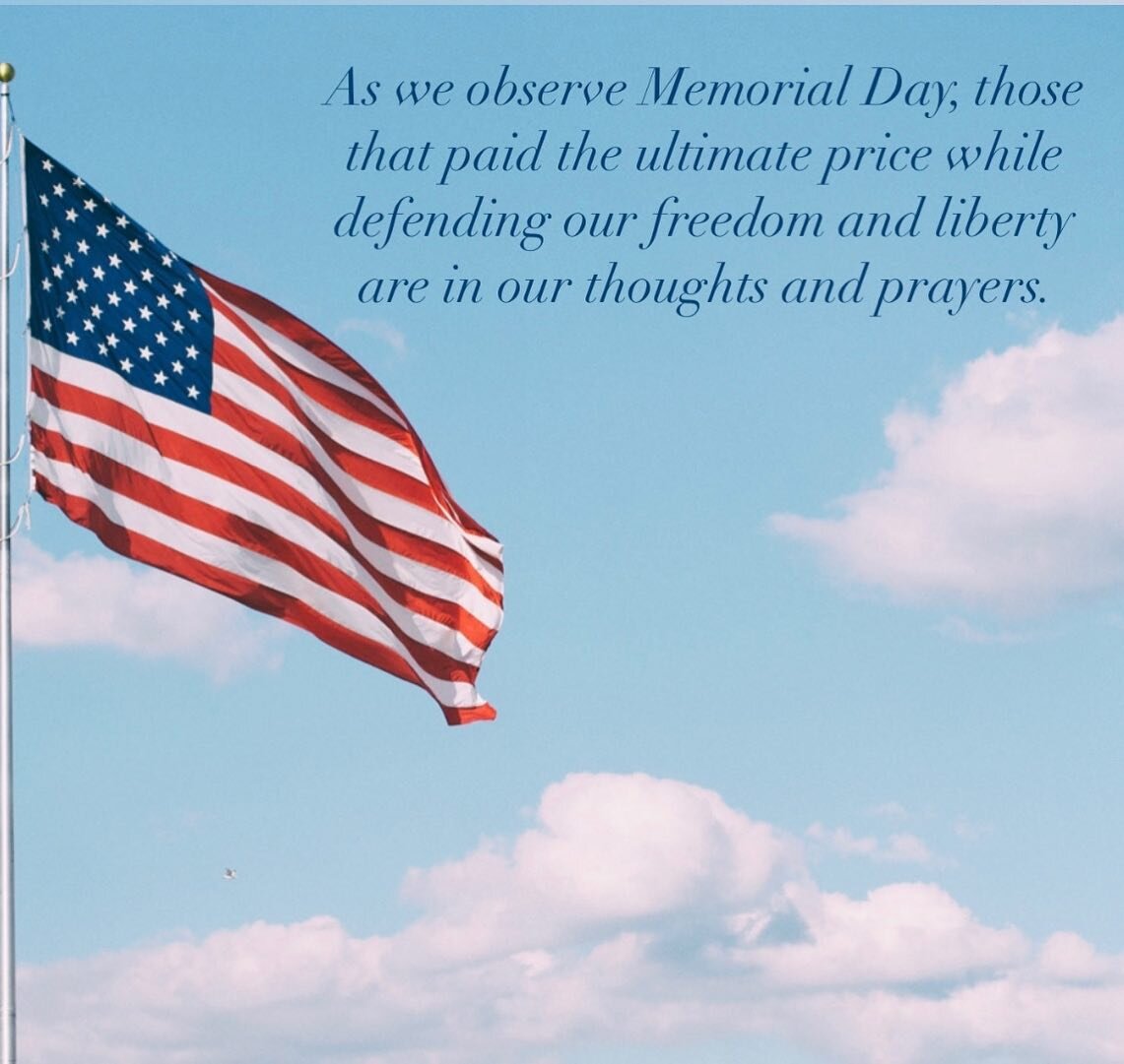 Please take a moment today to remember those that gave it all so we can celebrate freely. We hope you have a safe Memorial Day! 
🇺🇸 God Bless America and Our Fallen Heros 🇺🇸