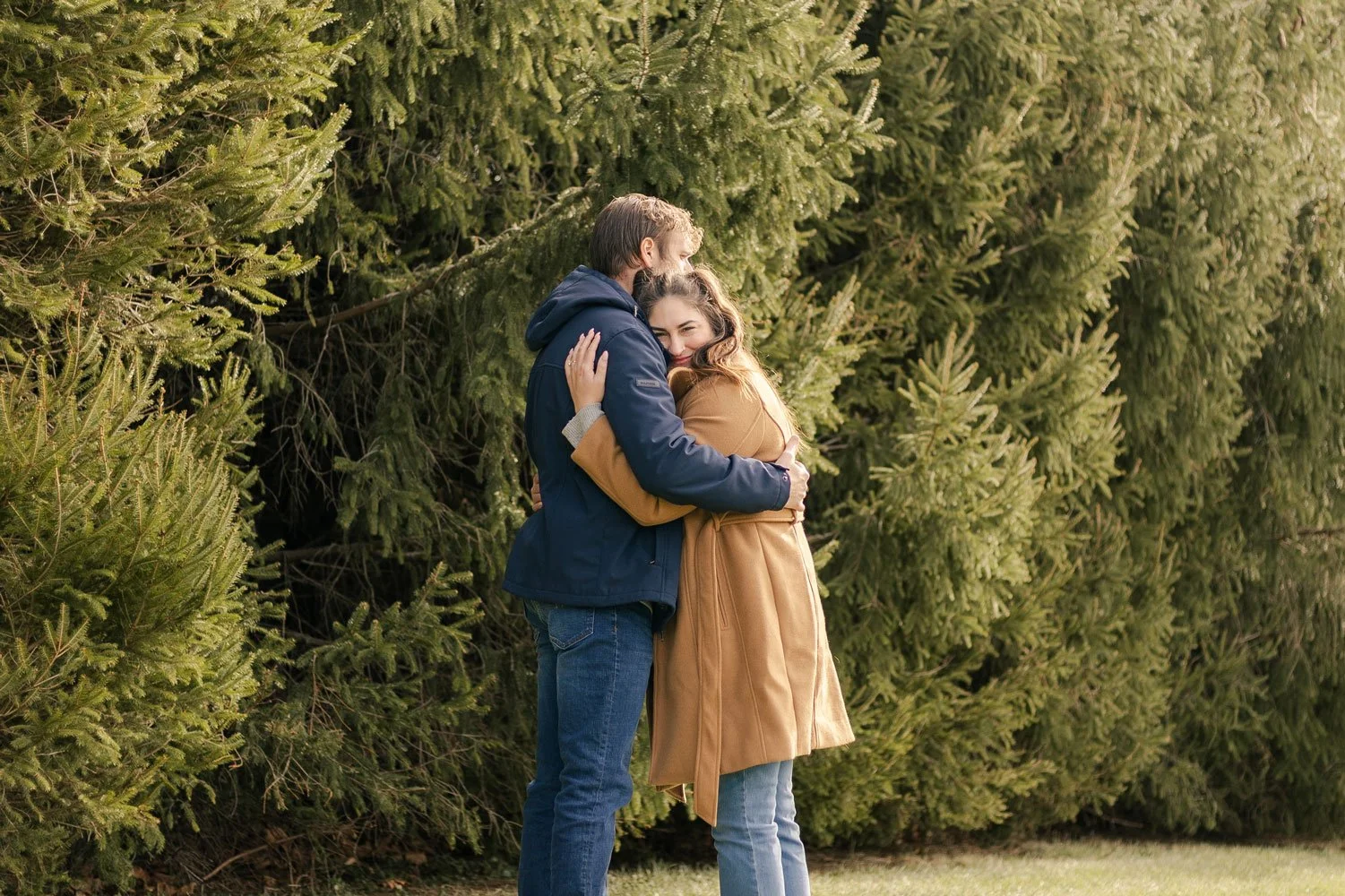 Love, Laughter &amp; Evergreen Trees | A Midwest Winter Engagement Session in Carmel