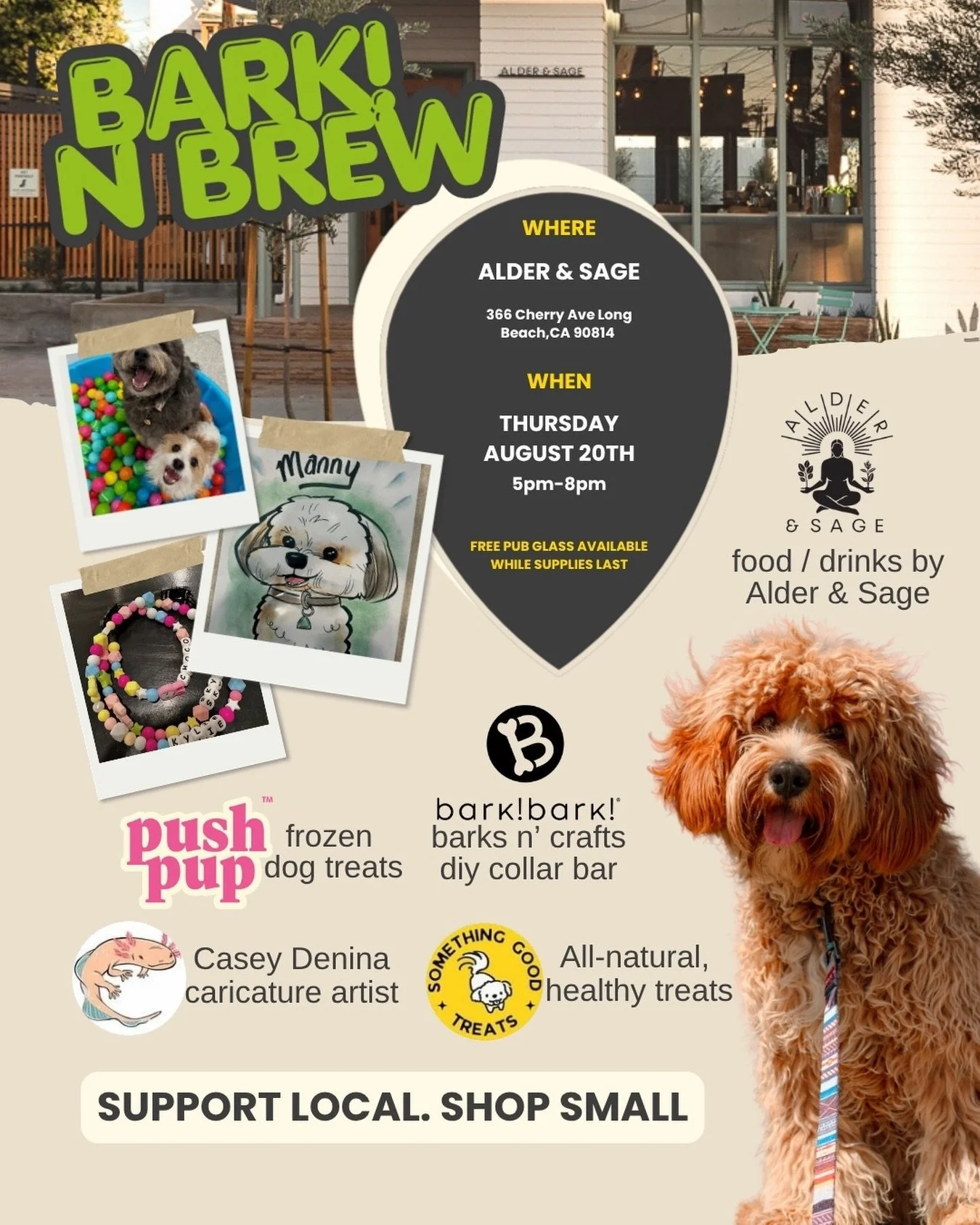 𝗕𝗔𝗥𝗞! 𝗡 𝗕𝗥𝗘𝗪 𝗜𝗦 𝗧𝗛𝗜𝗦 𝗧𝗛𝗨𝗥𝗦𝗗𝗔𝗬🍻⁣
⁣
🗓️ Thursday, August 20 | ⏰ 5:00&ndash;8:00 PM⁣
📍 Alder &amp; Sage | Long Beach | @aldersage ⁣
⁣
Local shopping, dog-friendly fun, delicious food &amp; drinks!⁣
⁣
@barkbarkbelmontshore 𝗯𝗮𝗿