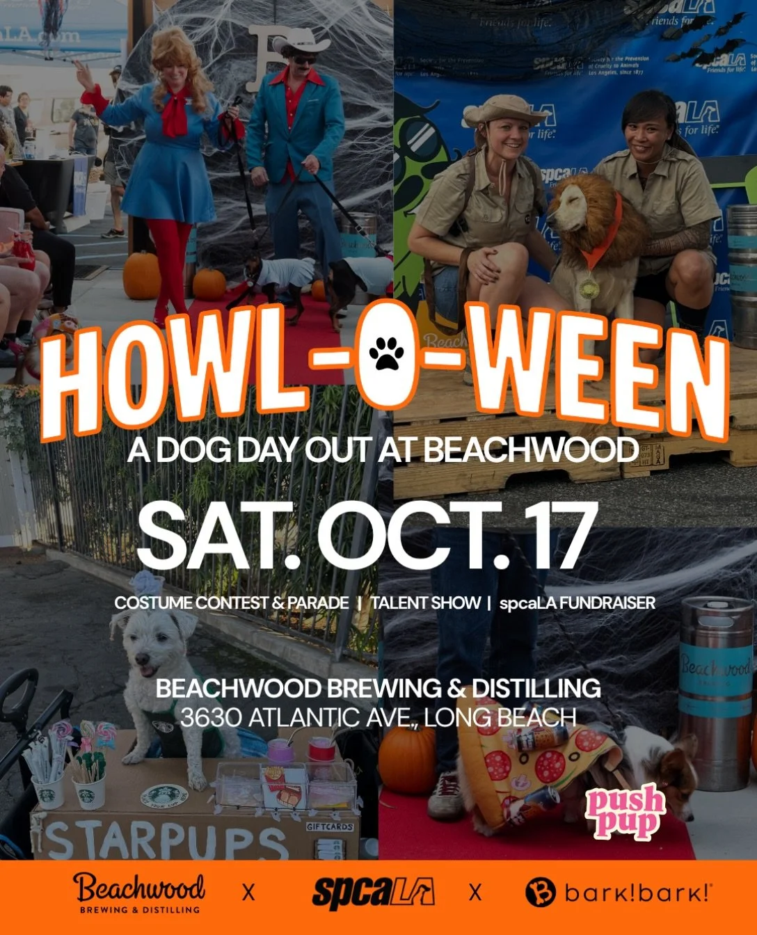 HOWL-O-WEEN 🎃
A Dog Day Out at Beachwood 🐾
Sat, Oct 17p @ 4:00 PM PDT

LOCATION 📍
Beachwood Brewing &amp; Distilling 🍻
3630 Atlantic Ave
Long Beach, CA, 90807

@beachwoodbrewing @spcala @pushpupofficial @barkbarkbelmontshore