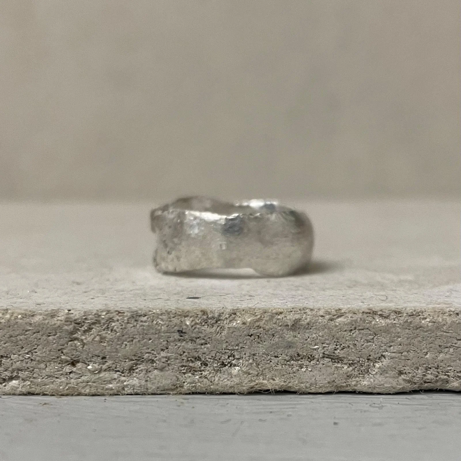 Melted ring in solid recycled fine silver