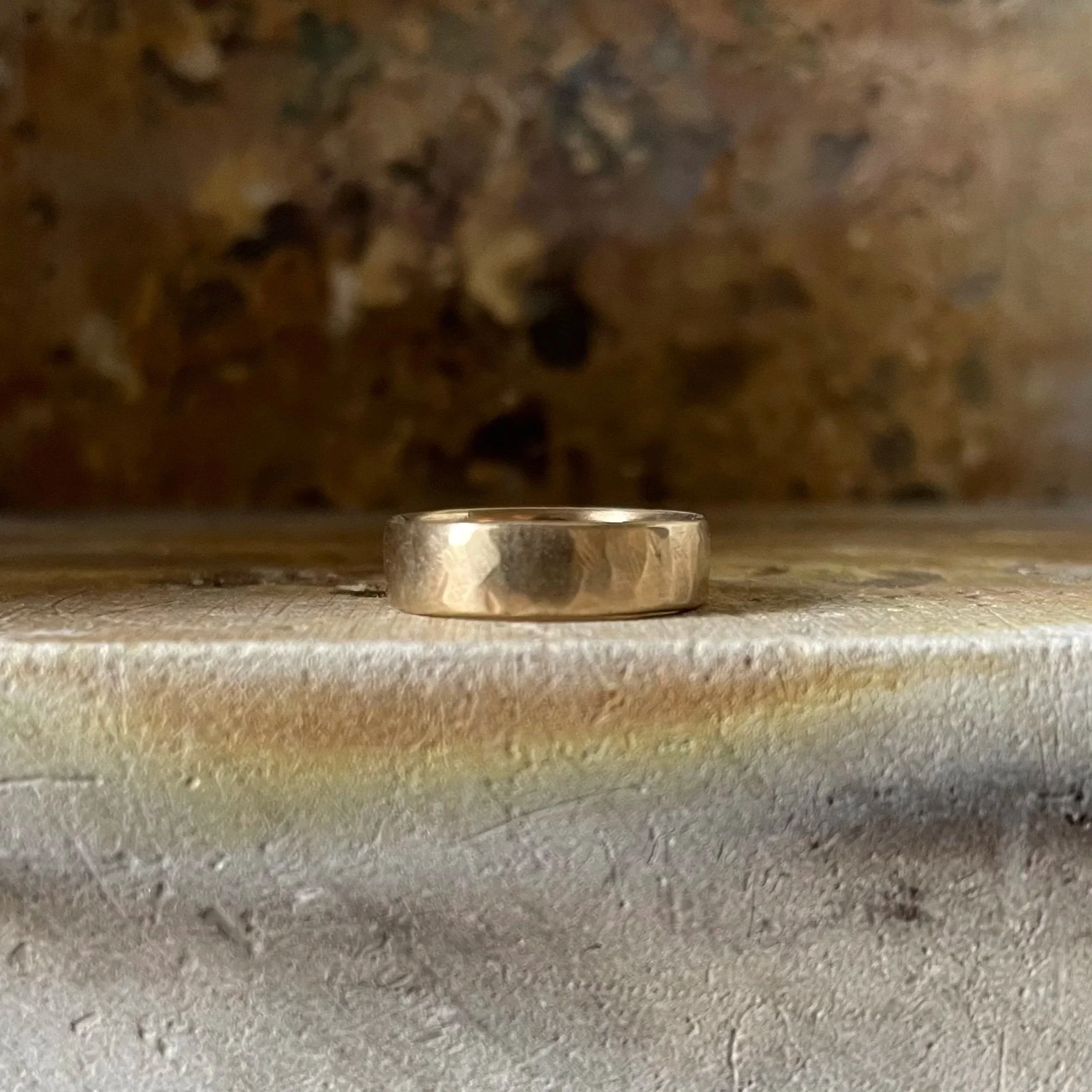 Forged ring in solid recycled gold