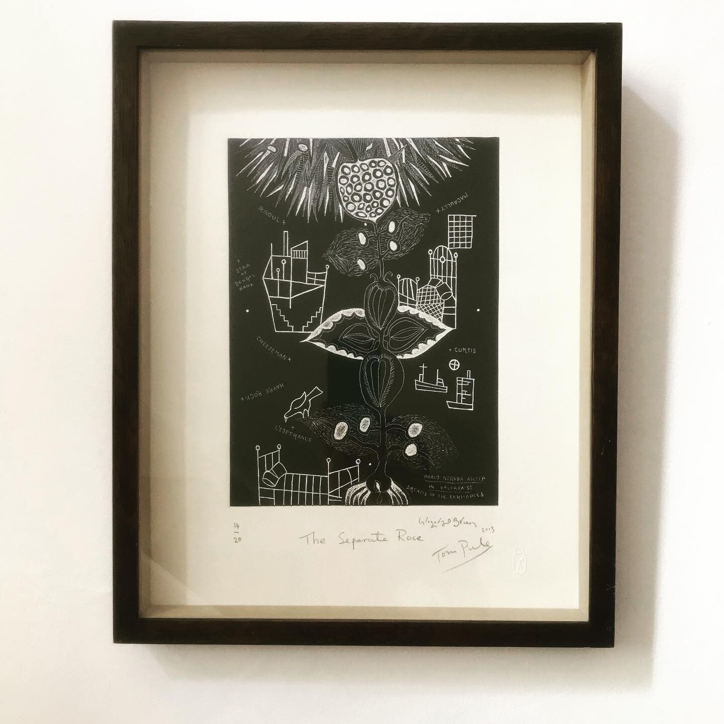 A newly framed delight is finally installed in our London base. &lsquo;The Separate Rose&rsquo;, an incredible print by the wonderful John Pule that resonates with Pablo Neruda&rsquo;s poetry. Thank you 🙏🏼@likupoet. Feeling blessed!