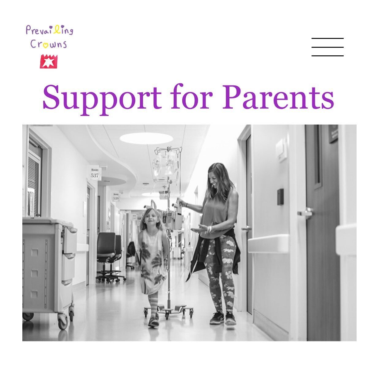 We&rsquo;re excited to share highlights of our new website! Today&rsquo;s Spotlight: Support for Parents (Link in bio)  Although Prevailing Crowns&rsquo; focus is on providing Crowns Kits for children with cancer, just as important is our mission to 