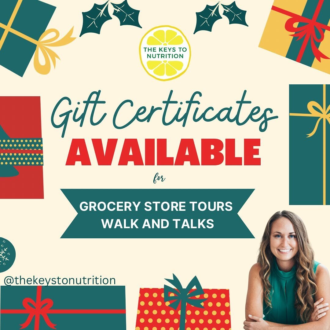 I know many are moving towards gifting experiences versus more things this year. What better experience to gift than one that improves health?! We have gift certificates available for one hour individual Grocery Store Tours and 45 minute individual W