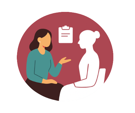 Illustration of a therapist and clinician seated together in a supportive, reflective posture, symbolizing clinical supervision and collaborative professional growth