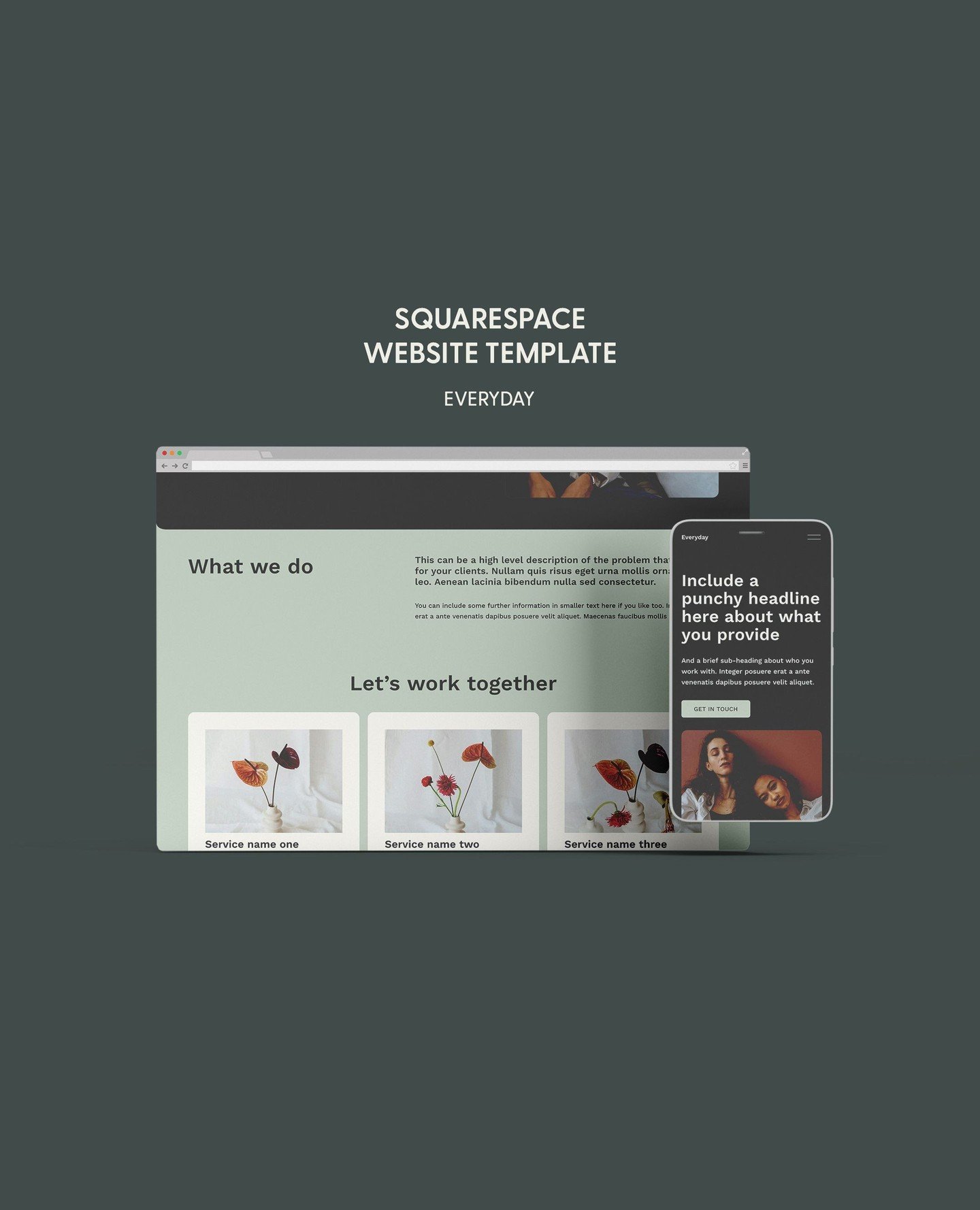 Just released: Everyday Squarespace website template 🎉⁠
⁠
Everyday is the perfect companion for your business if you need a small, professional website to get started, without the extra bits you don't need.⁠
⁠
Included pages:⁠
&rarr; Home⁠
&rarr; Ab