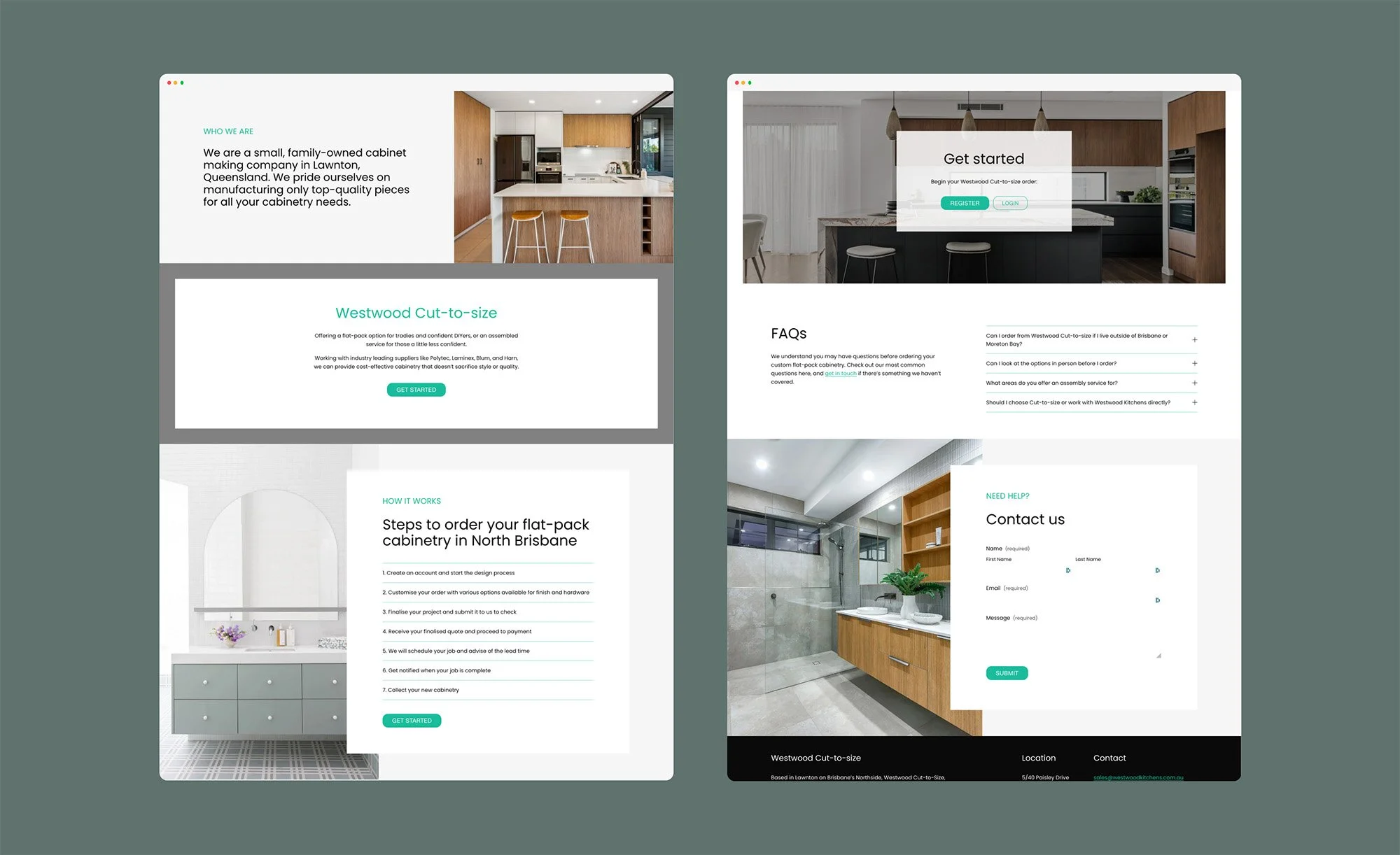 Cabinetmaker Squarespace website landing page design