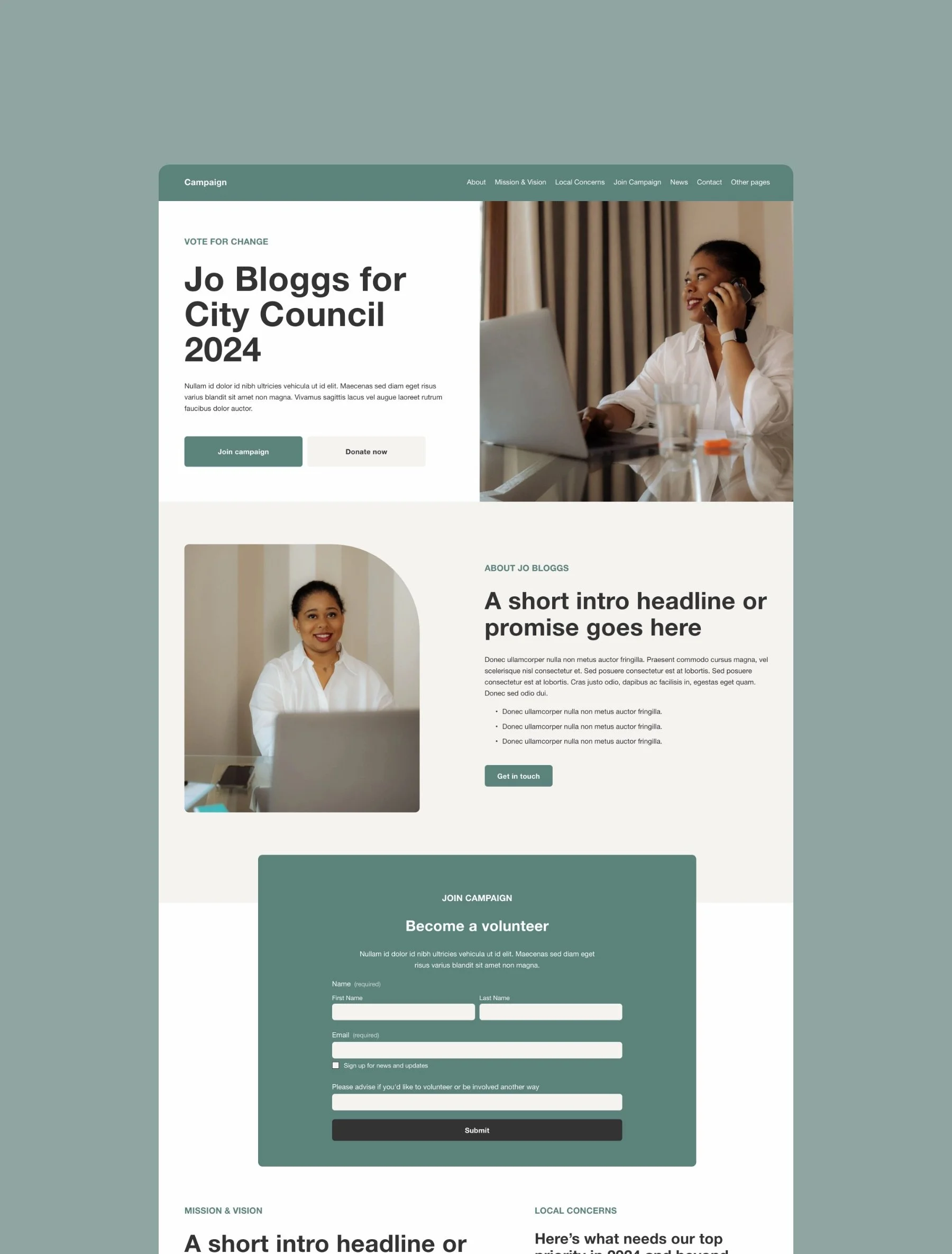 Campaign Squarespace 7.1 landing page template