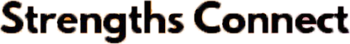 Text "Strengths Connect" on a gradient orange and pink background.