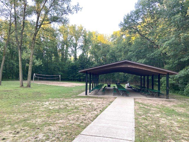 Pavilion and volleyball courts