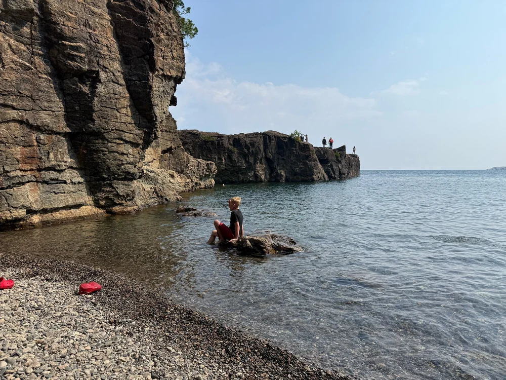 View from rocky shore