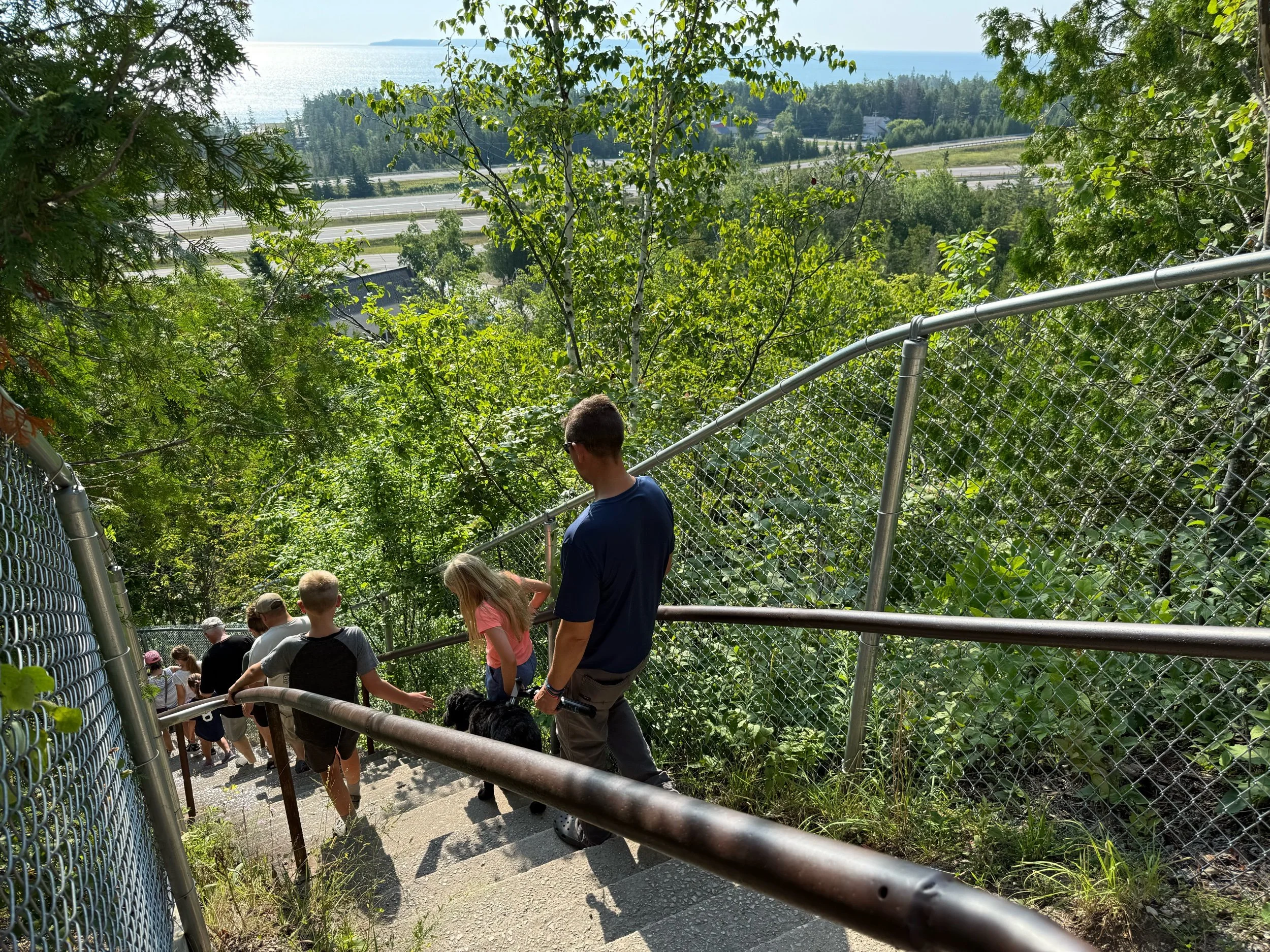 Steep steps up to the Top