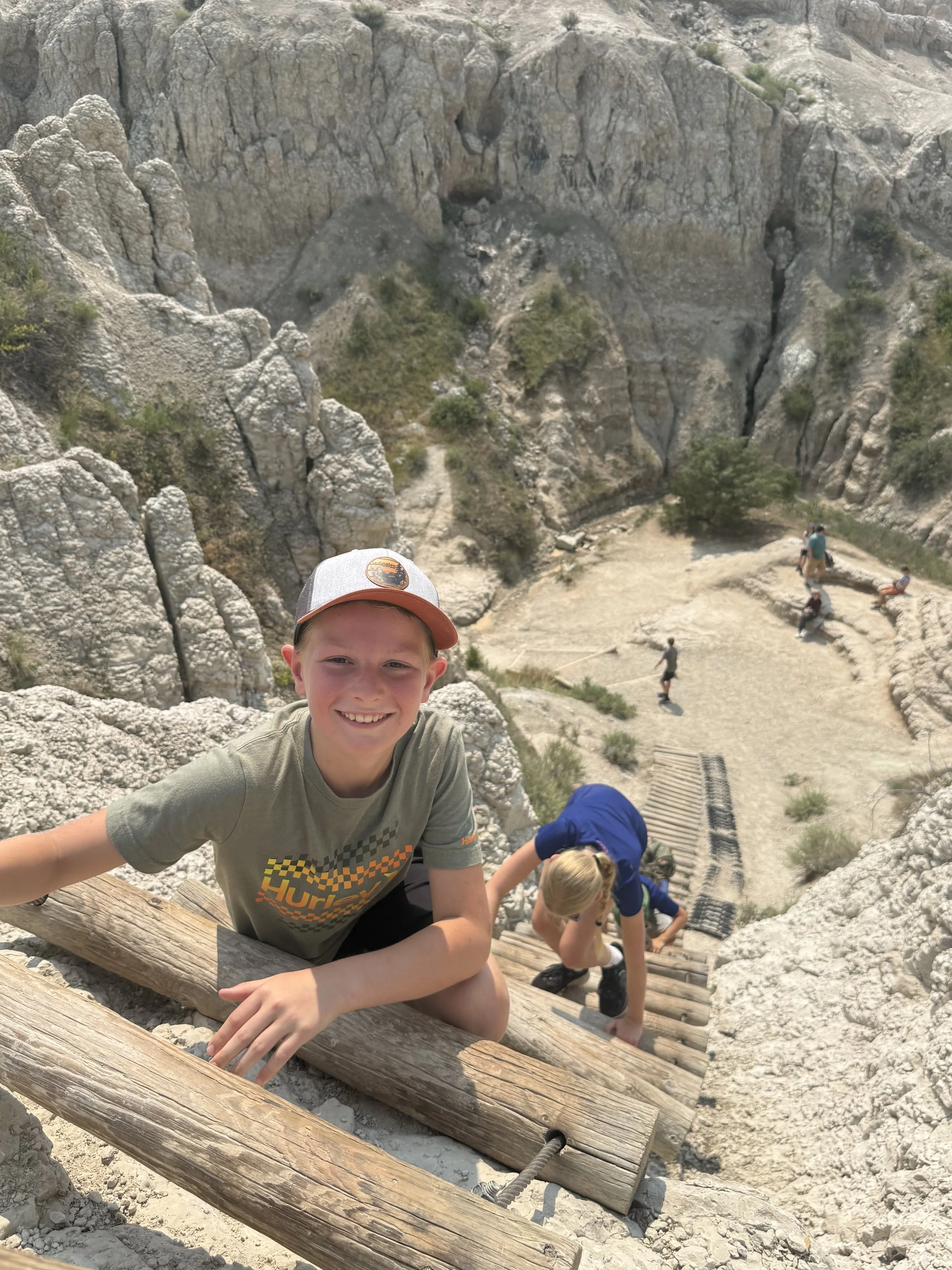 Climbing the Ladder at Notch Trail in the Badlands