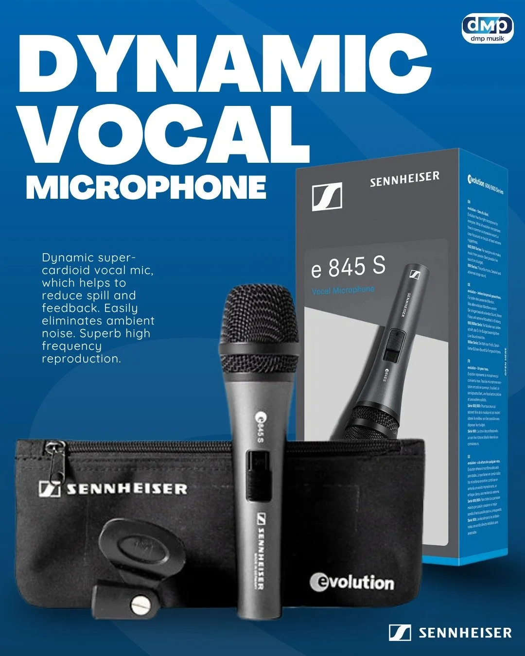Sennheiser E 845 S: Vokal Tajam, tanpa khawatir Feedback! 🎤 Supercardioid, siap untuk menyempurkakan aksi panggung live terbaikmu. Plus, ada switch ON/OFF senyap!
Upgrade Mic Panggungmu dengan Sennheiser E 845 S. Jernih, Kuat, dan Tahan Banting. Cek