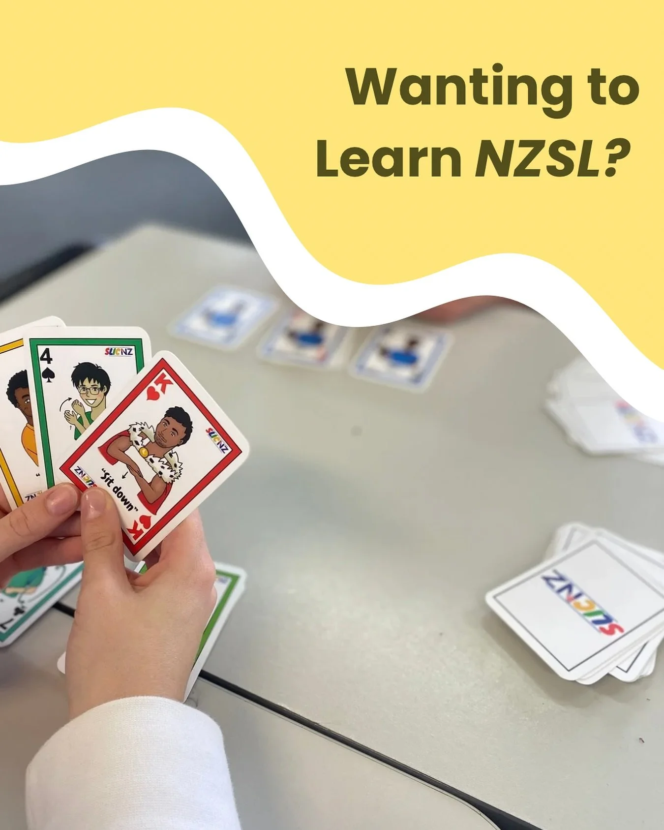 Start your NZSL journey today! 👋🏻

Our playing cards make New Zealand Sign Language fun and easy to learn.

Whether you are an interested first timer, or fluent at sign, these cards are enjoyed by all.

Check out our website for more information - 