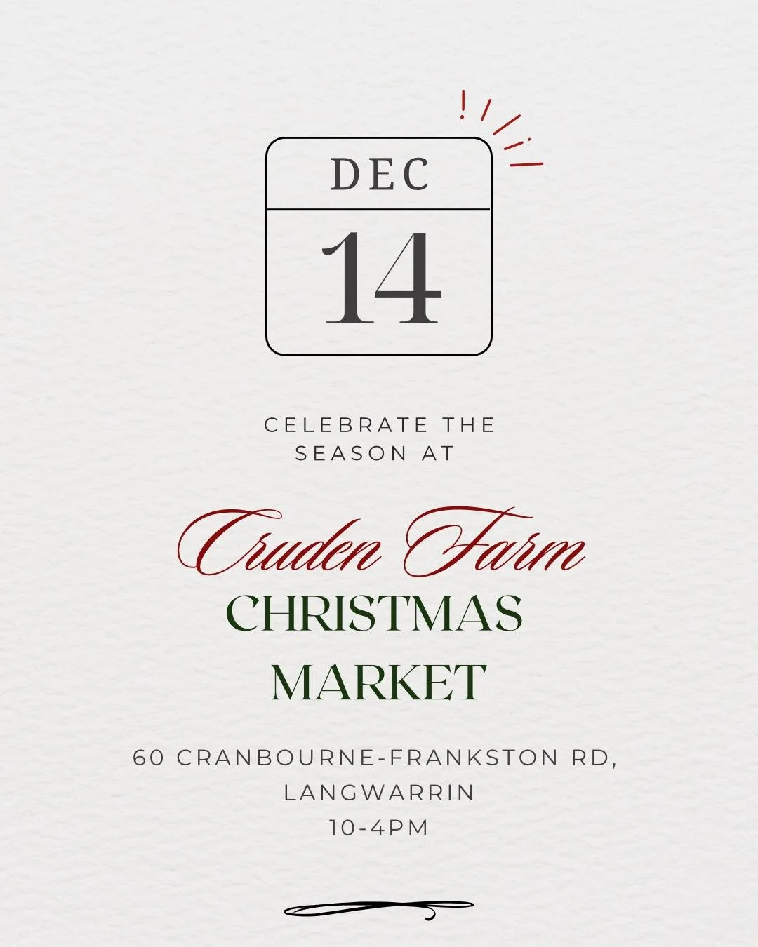 This Sunday folks, my last market for 2025! Got some last minute Chrissie present buying to do? I&rsquo;ve got some lovely things to gift your nearest &amp; dearest. 

Come down and soak up the beautiful surrounds at Cruden Farm for the annual Christ