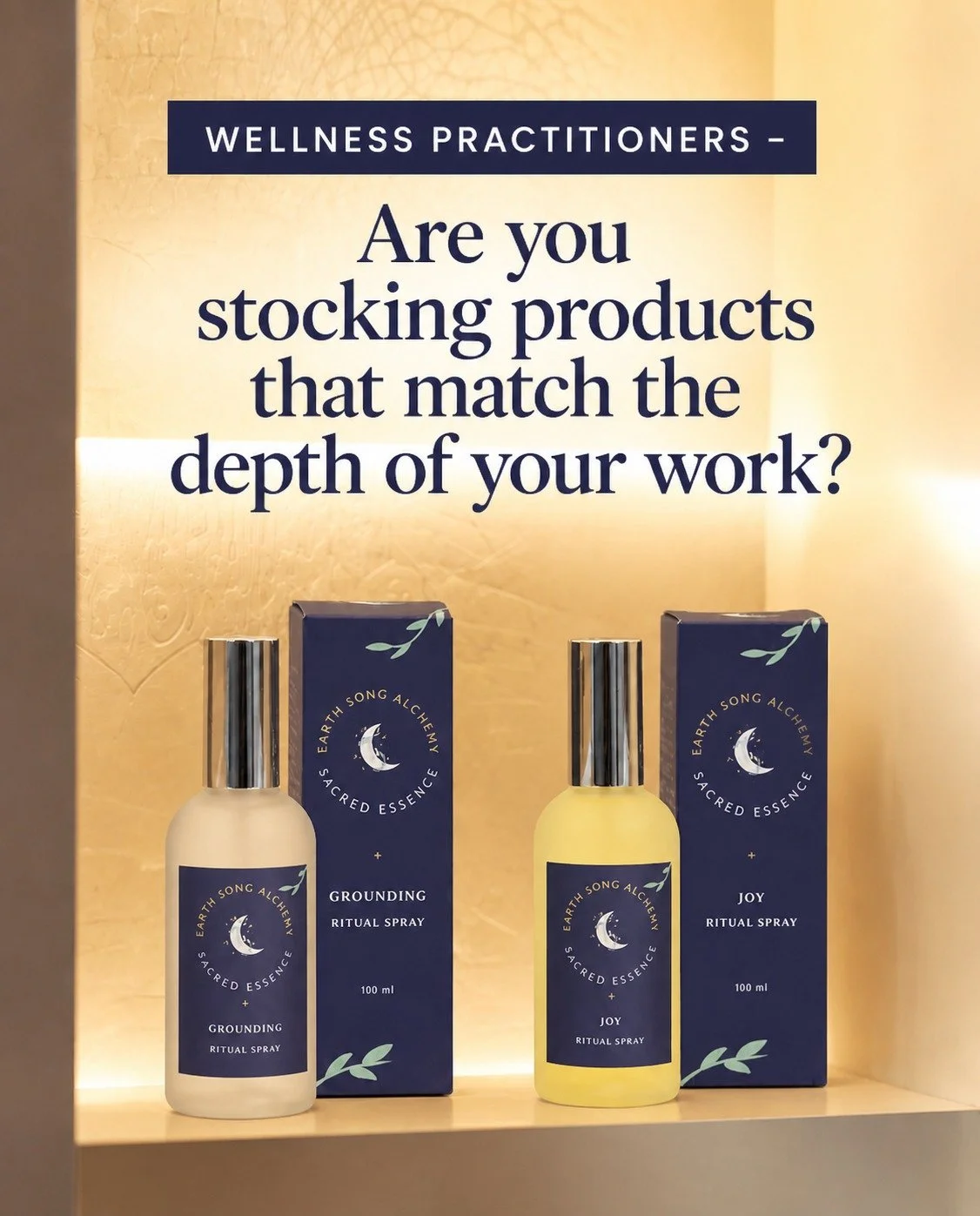 Your clients come to you for healing and transformation. What they take home should keep supporting that journey.

Earth Song Alchemy ritual sprays are botanically blended, consciously crafted tools for everyday healing. They are designed to extend t