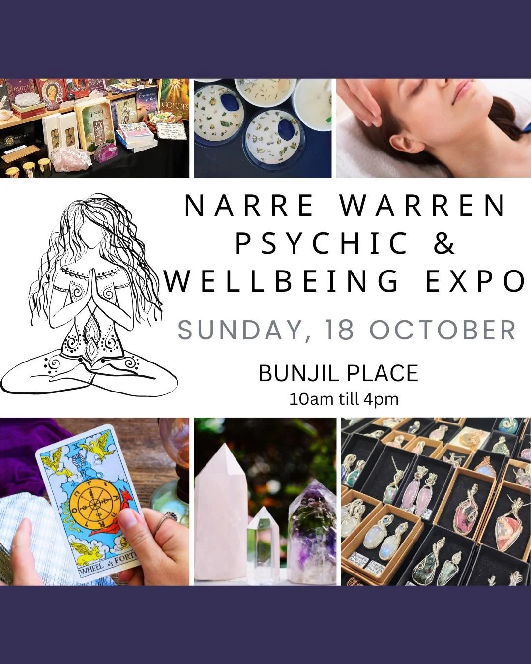 Thus Sunday Psychic and Wellbeing Expo is at Bunjil Place, Narre Warren 💜 

It&rsquo;s a great venue and there will be loads of amazing stallholders with unique and beautiful products, readers and healers. 

Come and say hi!