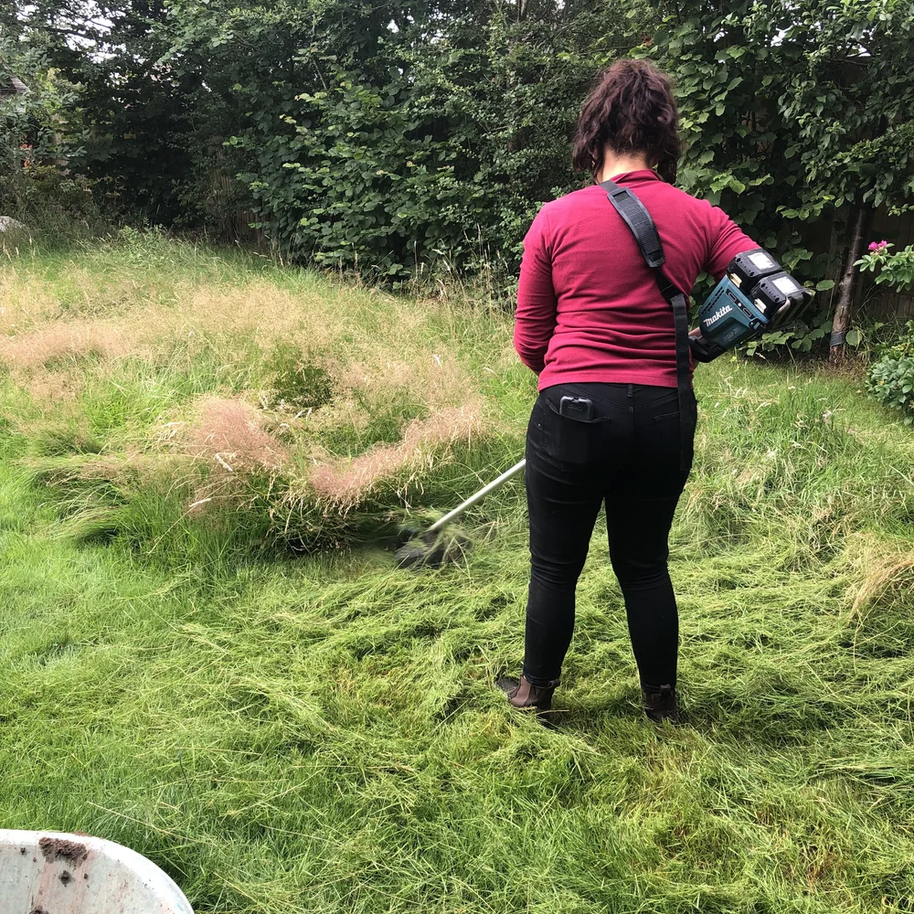 Strimming the long grass