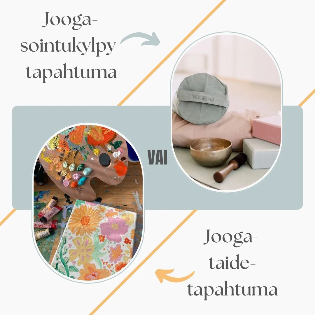 Kumpi⁉️
Vastaa emojilla kommentteihin: 🧘🏼&zwj;♀️ VAI 🎨

Jooga-sointukylpy: 🧘🏼&zwj;♀️
Tapahtuma hellii kehoa ja mielt&auml; lempe&auml;n Yin-joogan ja erilaisten kehorentoutustekniikoiden parissa. Tapahtuman kruunaa ohjattu kehorentoutus sek&auml