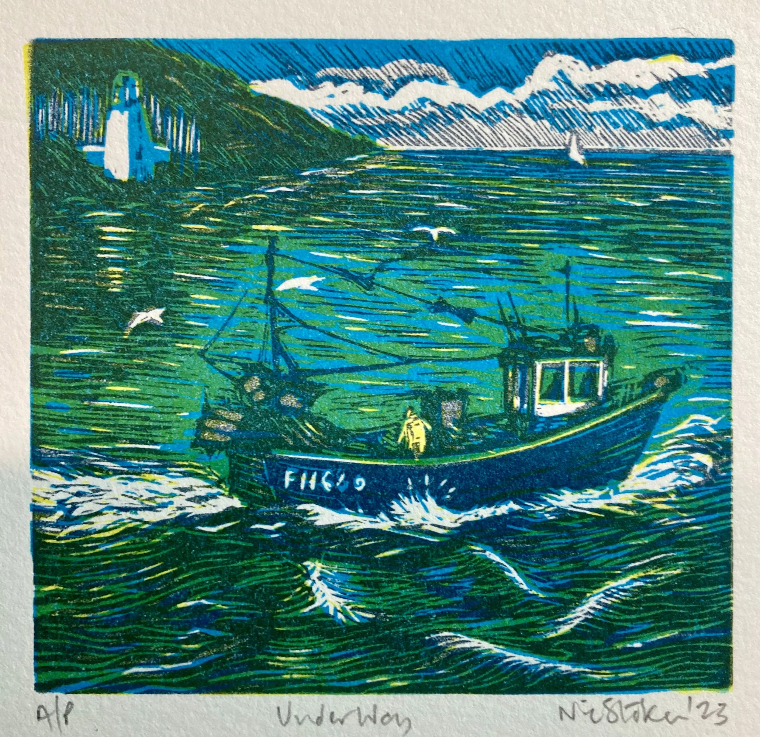 Underway wood engraving by Nic  Stoker