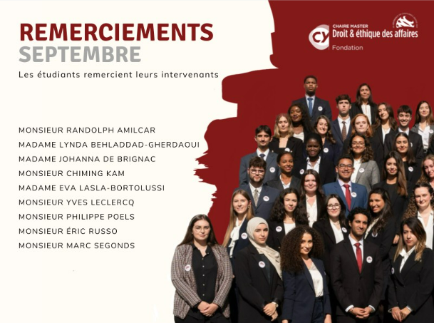 Les étudiants du Master</a> adressent leurs remerciements aux intervenants