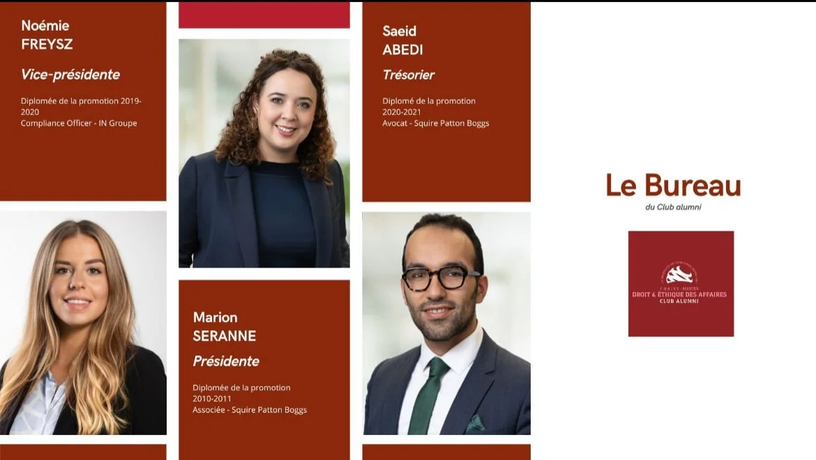 Présentation du nouveau bureau du Club Alumni du Master Droit &amp; éthique des affaires