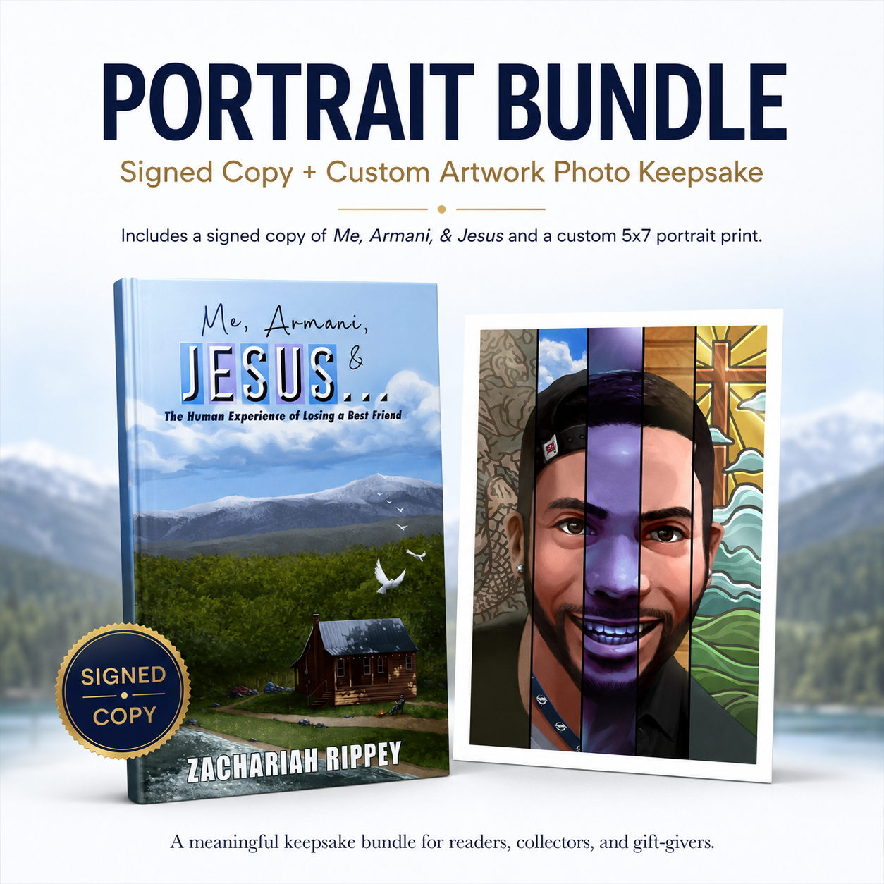 Signed Copy + Portrait Bundle - Me, Armani, & Jesus