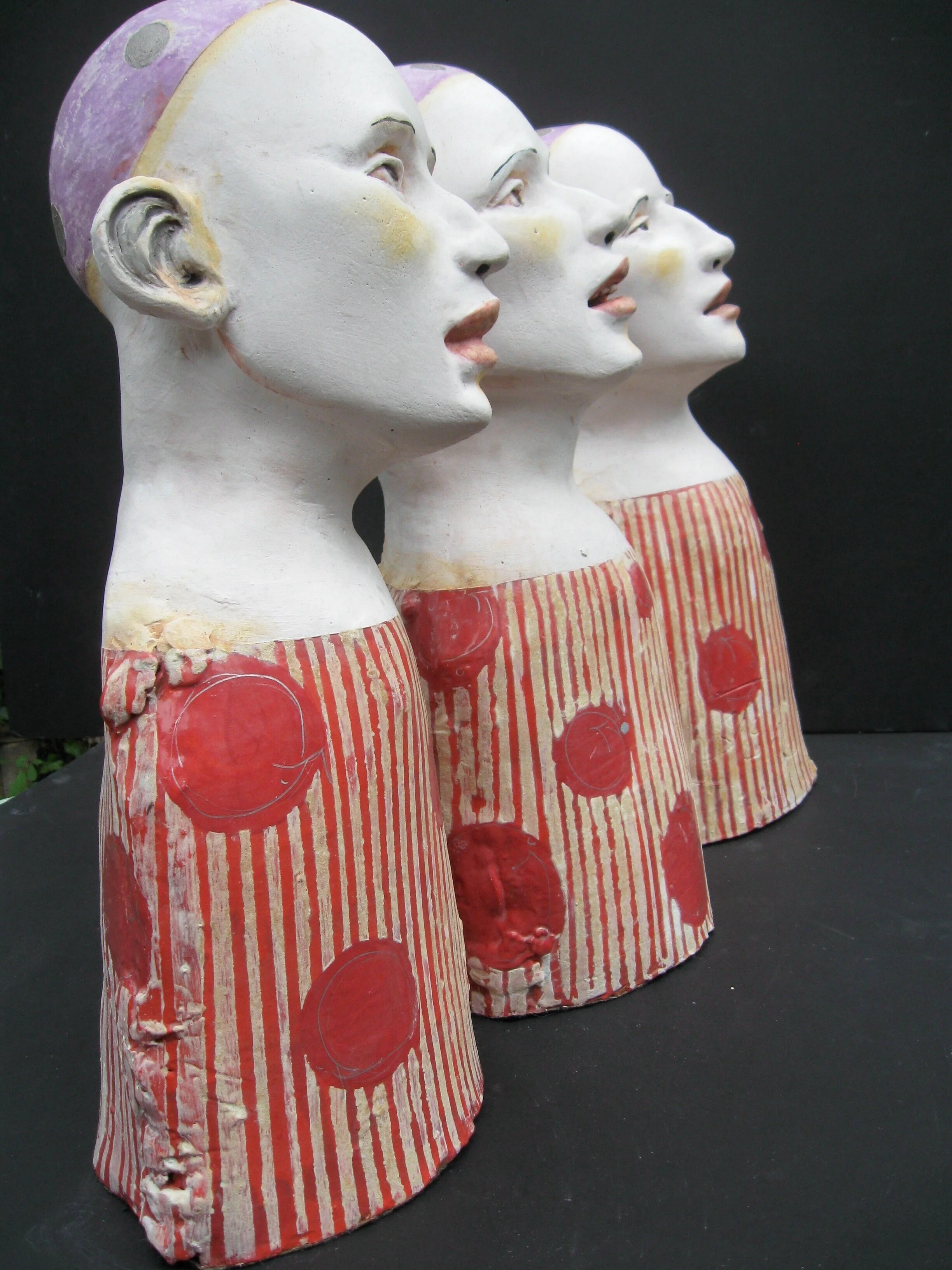  Red Three Graces  2008  Sculpture, ceramic, figure, slab-built, acid-etched  12h in (variable) 