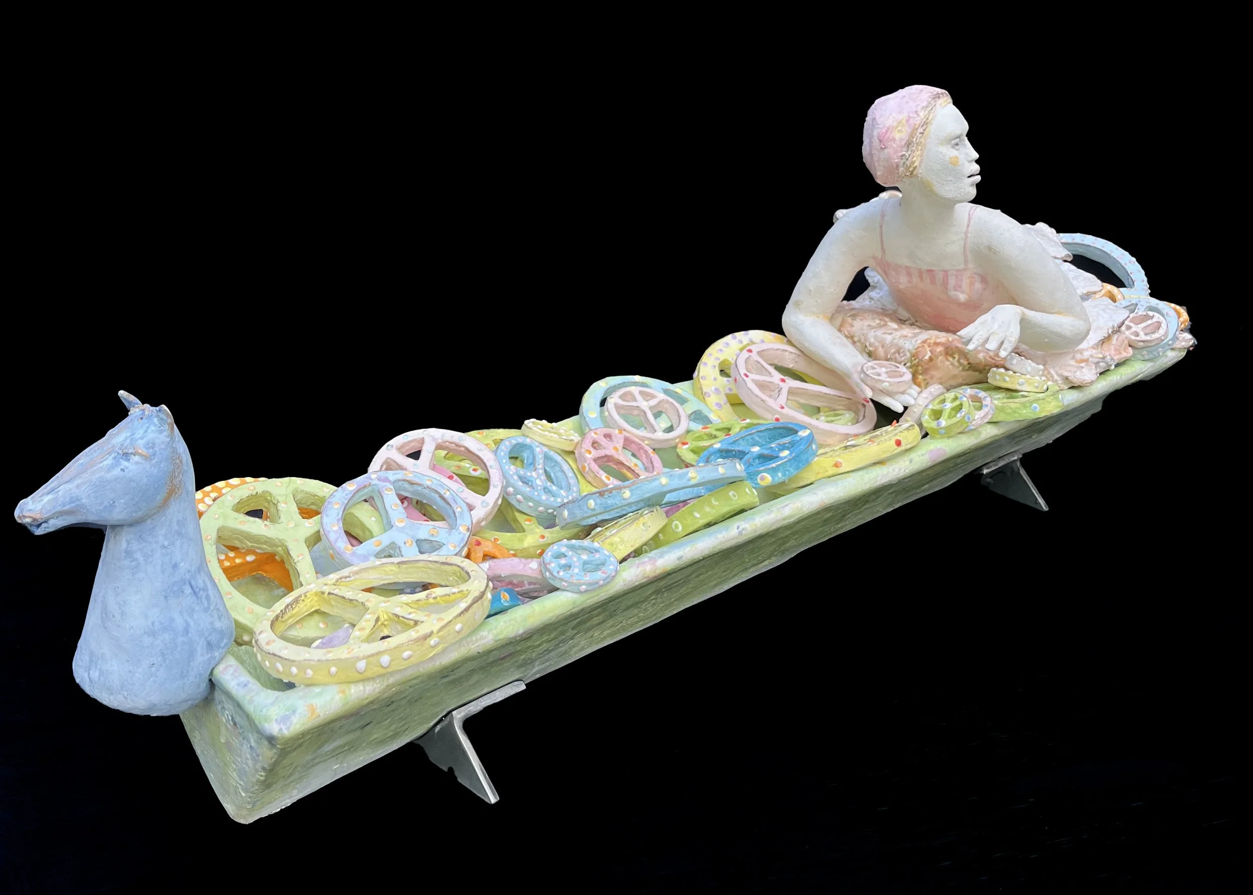  Bringing Evidence of Civilization’s Tender Spots  2021  Sculpture, ceramic, figure, slab-built, acid-etched  19h x 16w x 19d 