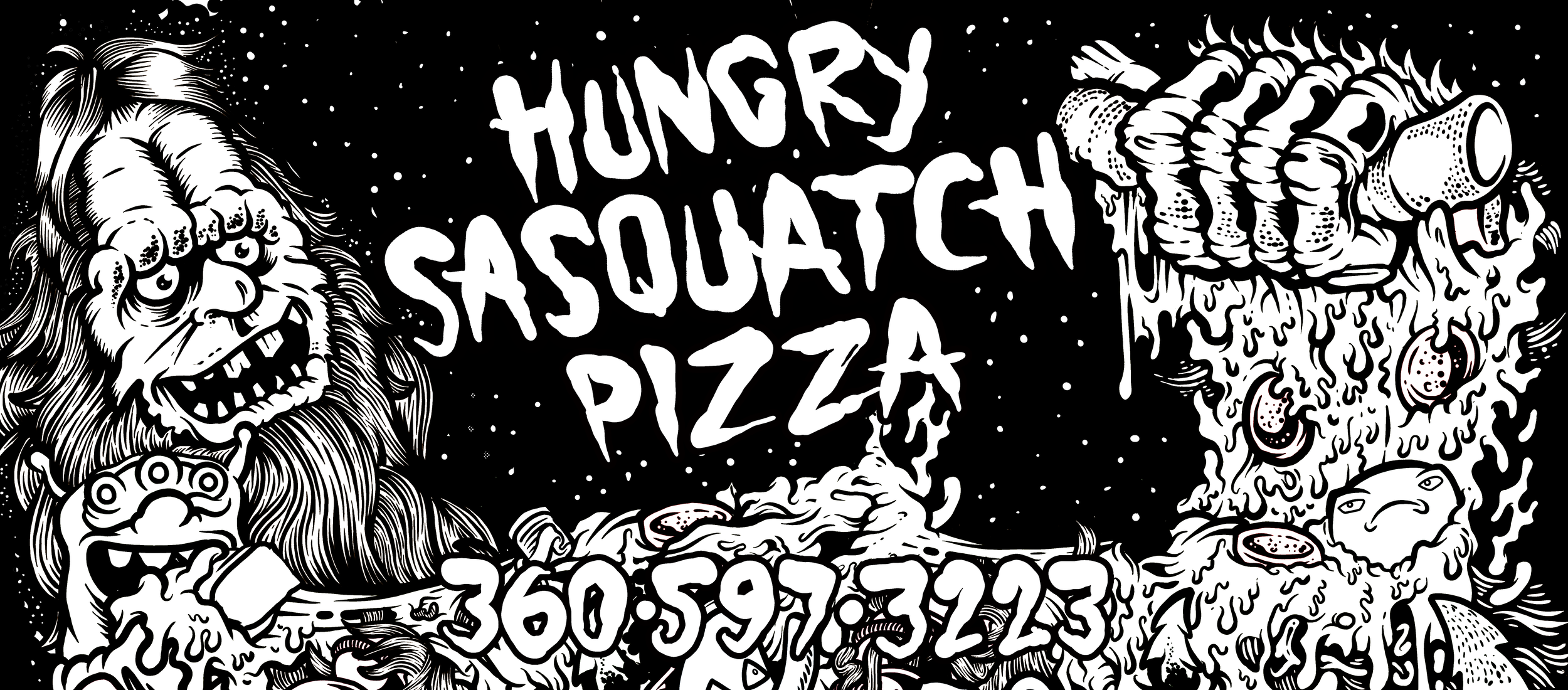 Sasquatch Pizza Sasquatch Carrying Pizza Bigfoot Pizza T-Shirt