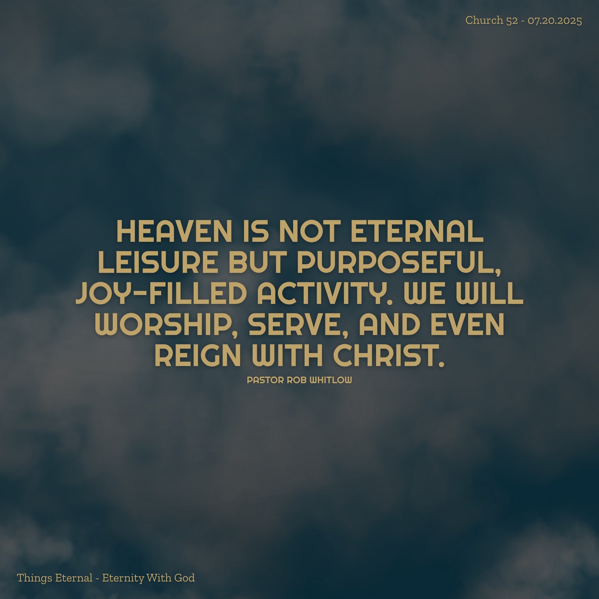 Heaven is eternal rejoicing, because we get to spend it with our Jesus.
Watch the full sermon on our Youtube Channel or go to our website at church52.org