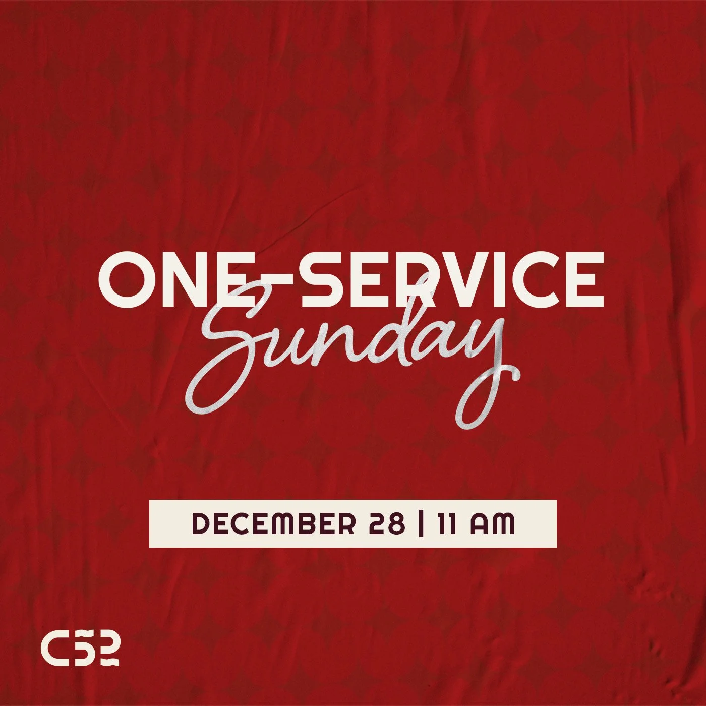 TOMORROW! Get some rest and join us at 11am for one service!