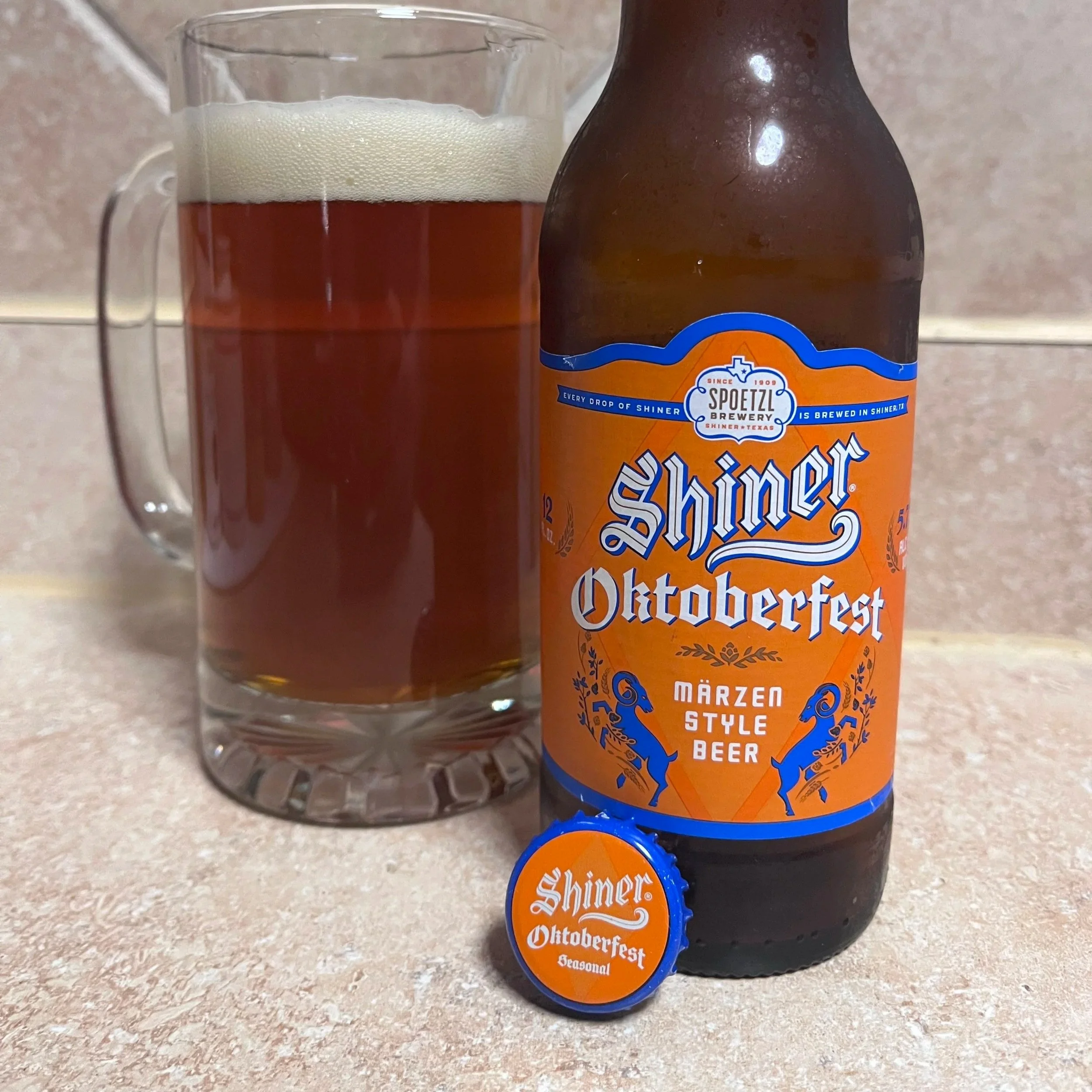 beer stein next to Shiner bottle
