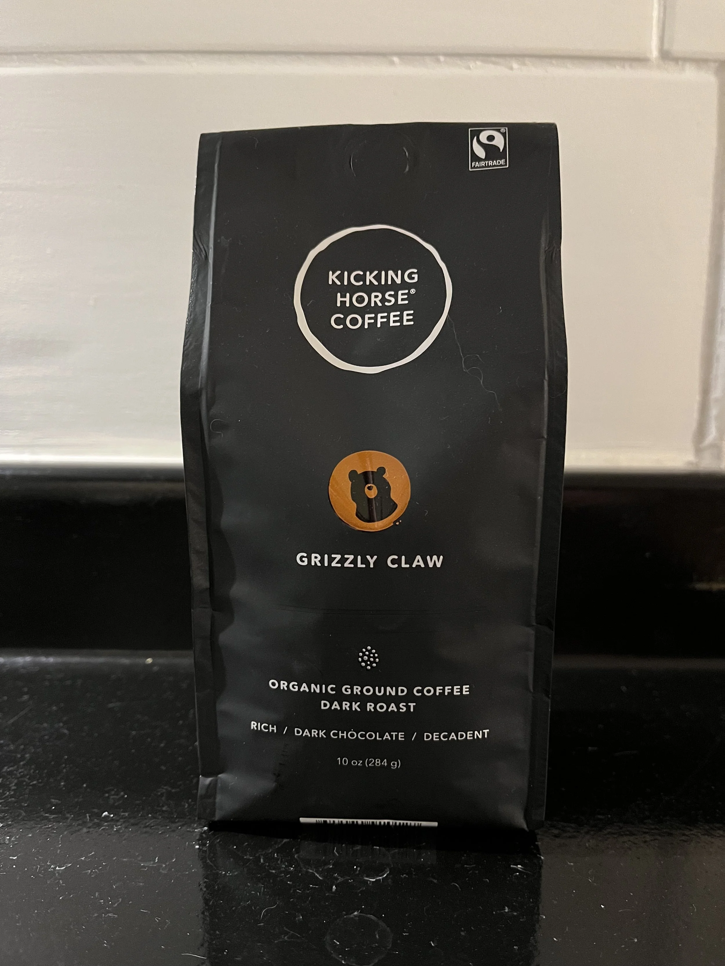 bag of Kicking Horse Coffee grounds