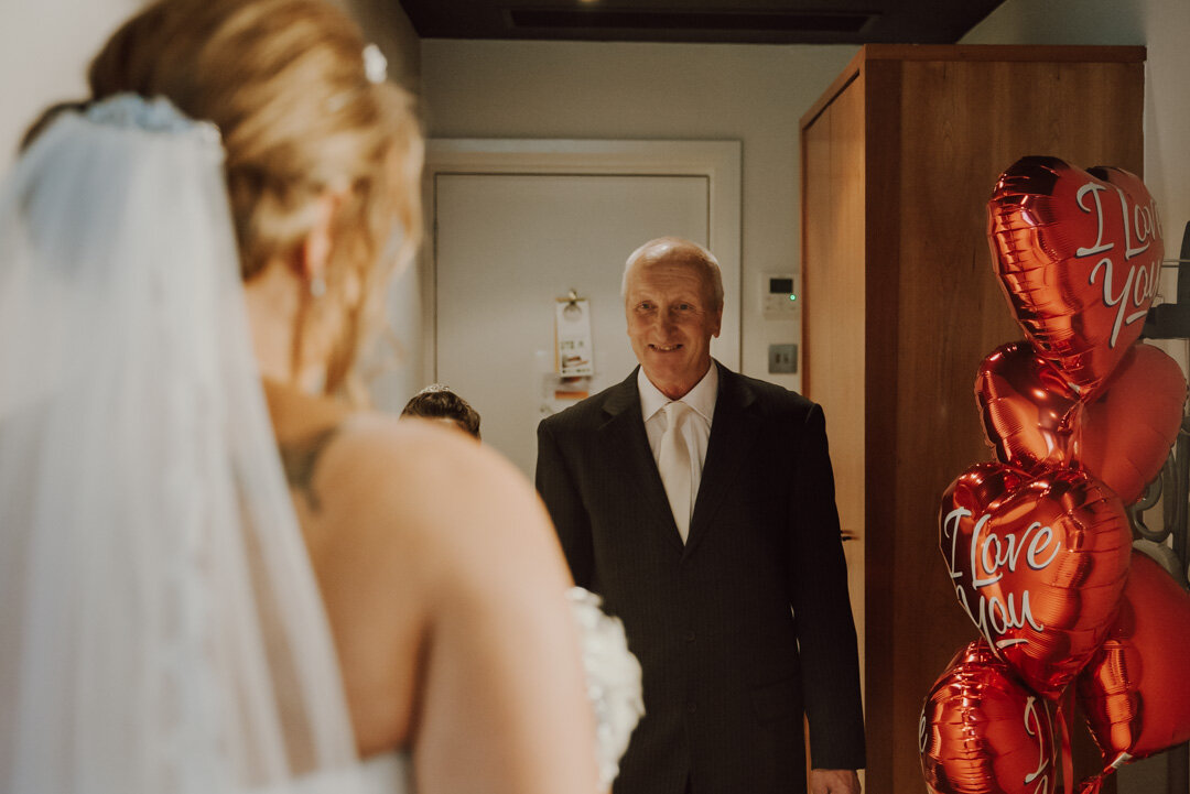 father of bride meeting bride Holiday Inn Peterborough wedding