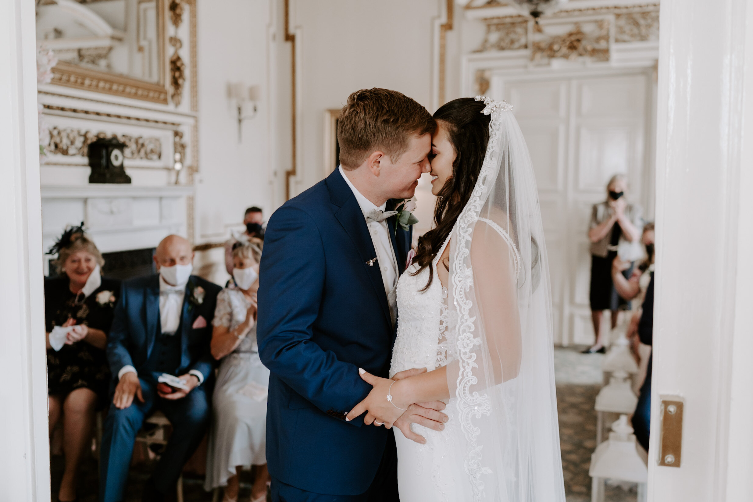 Stapleford Park wedding ceremony_Leicestershire first kiss