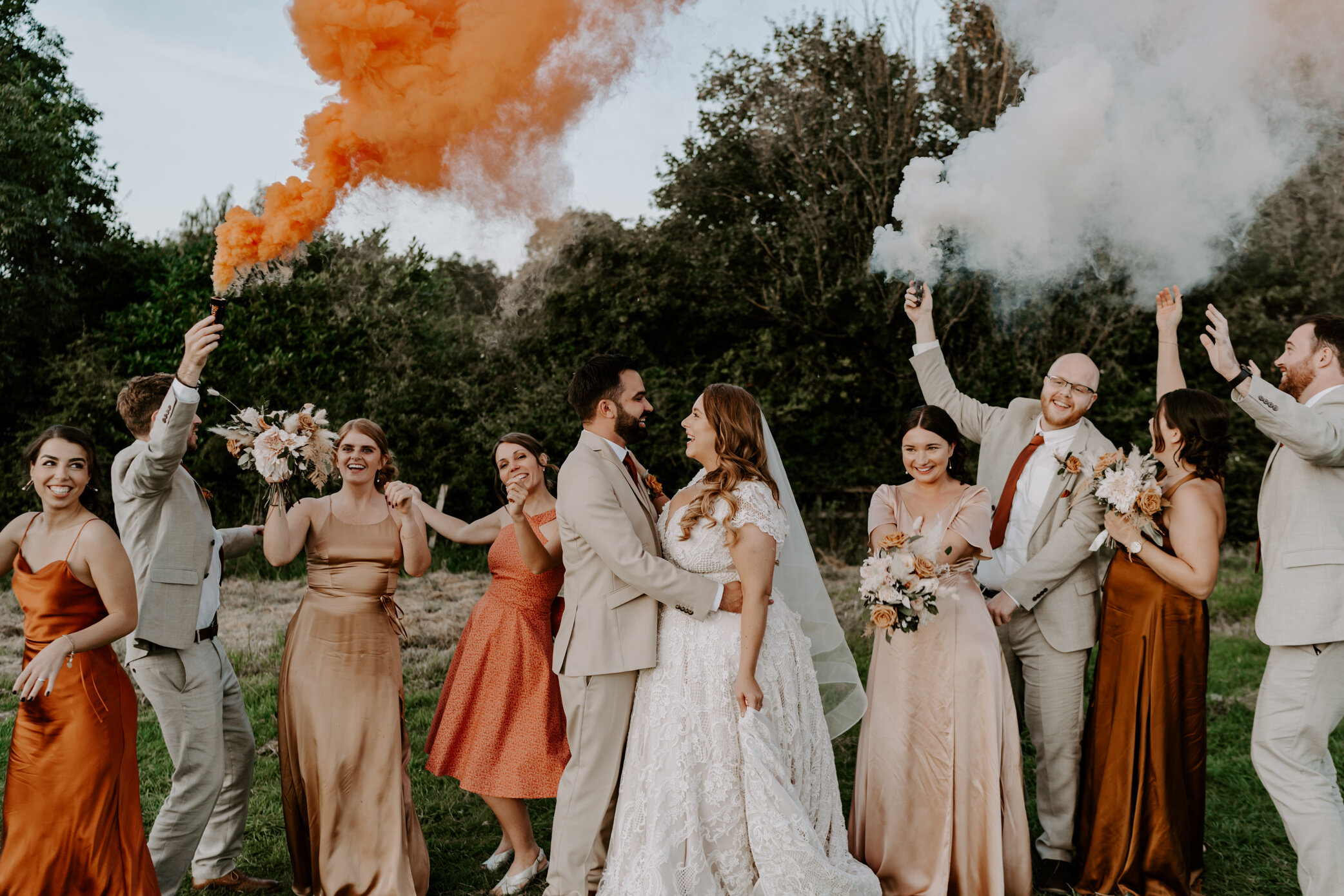 colourful wedding smoke bomb wedding confetti photo alternative 