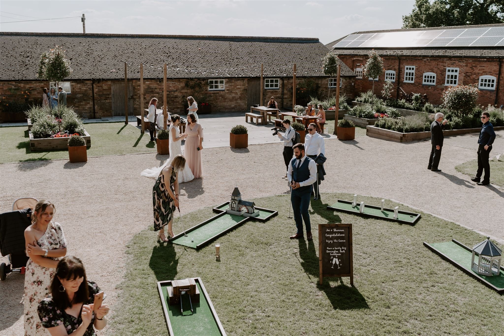 mini golf wedding games documentary wedding photographs Leicestershire