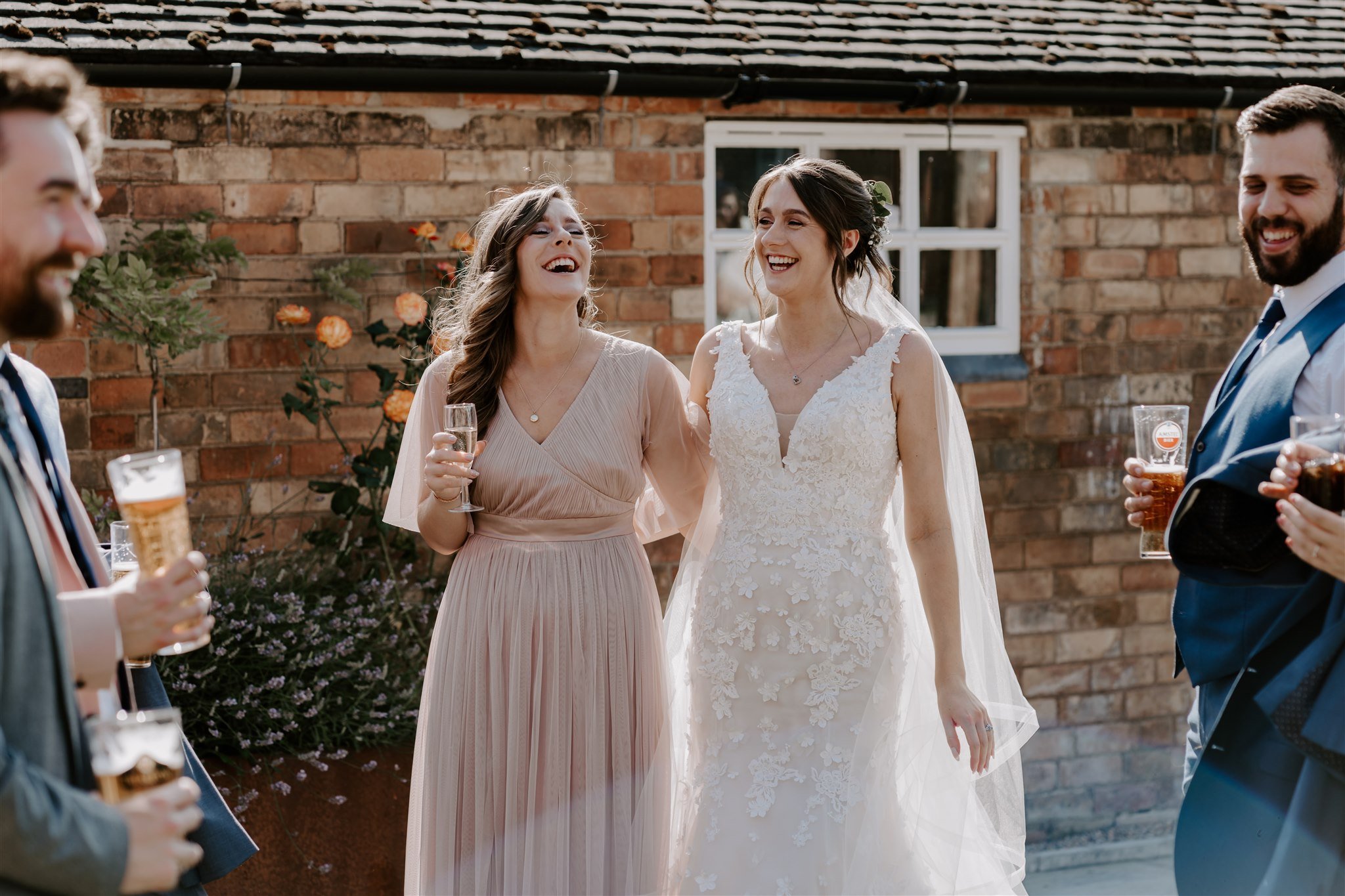 blush pink bridesmaid dress Leicester wedding photography