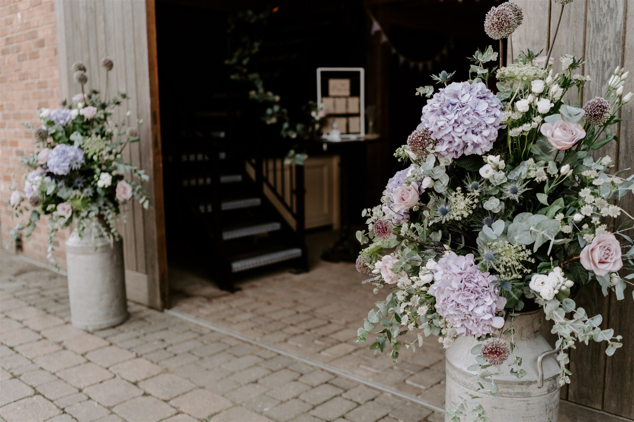 floral urns wedding venue decor Stamford wedding photographer