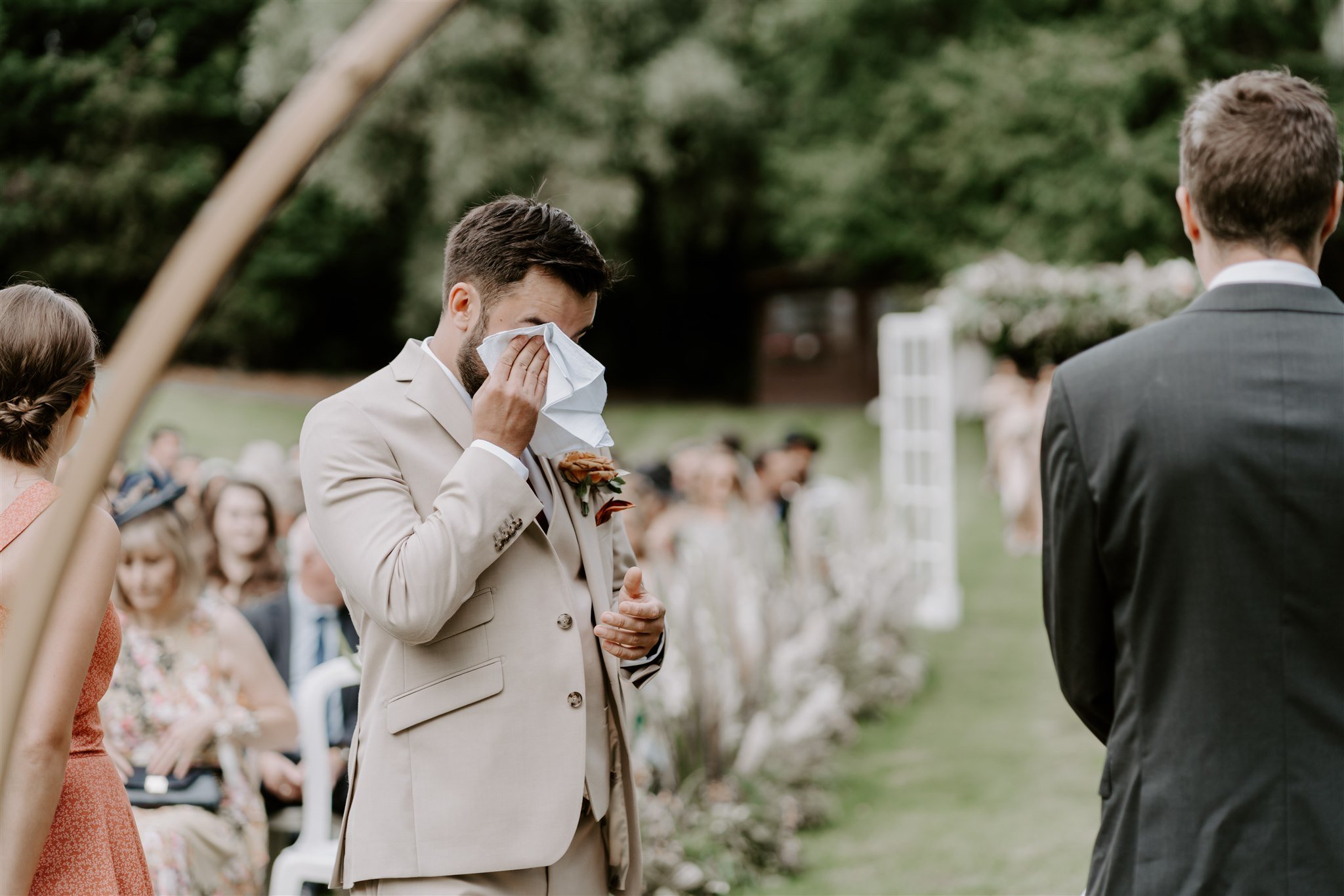 Groom crying Luxury DIY wedding 