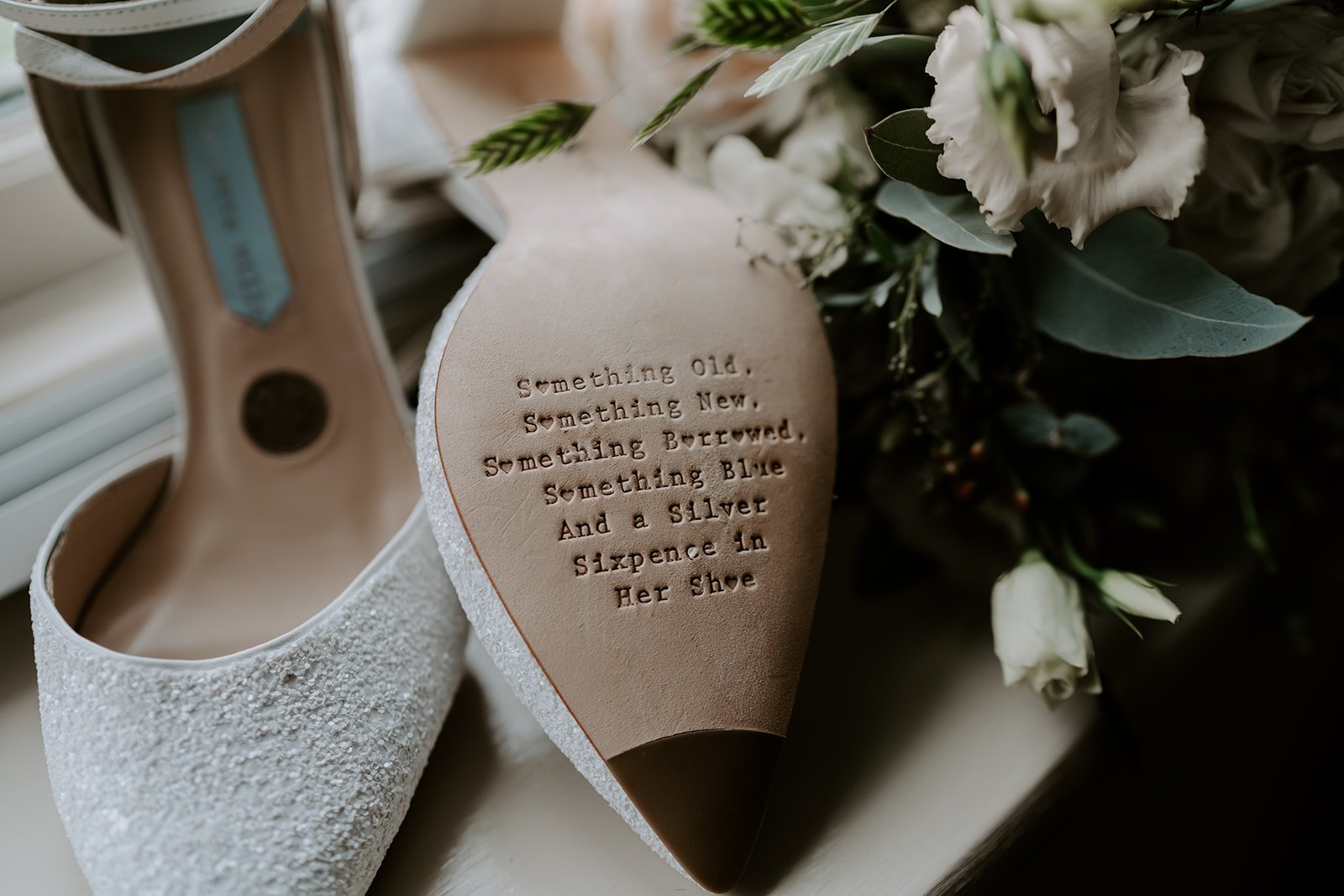 charlotte mills wedding shoes with poem on sole Barnsdale Lodge Hotel wedding